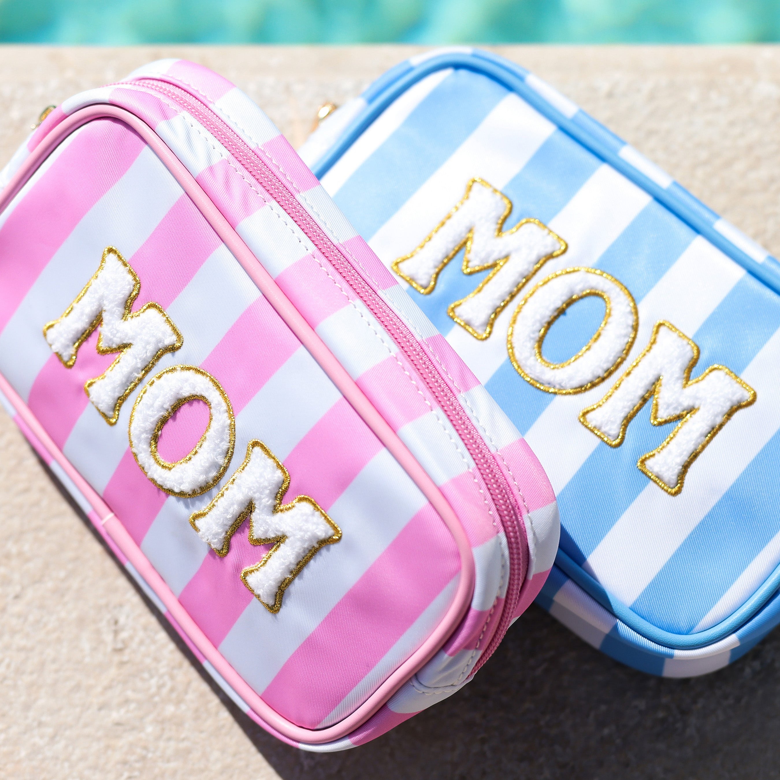 "Mom" Zip Pouch in Blue - Fairley Fancy