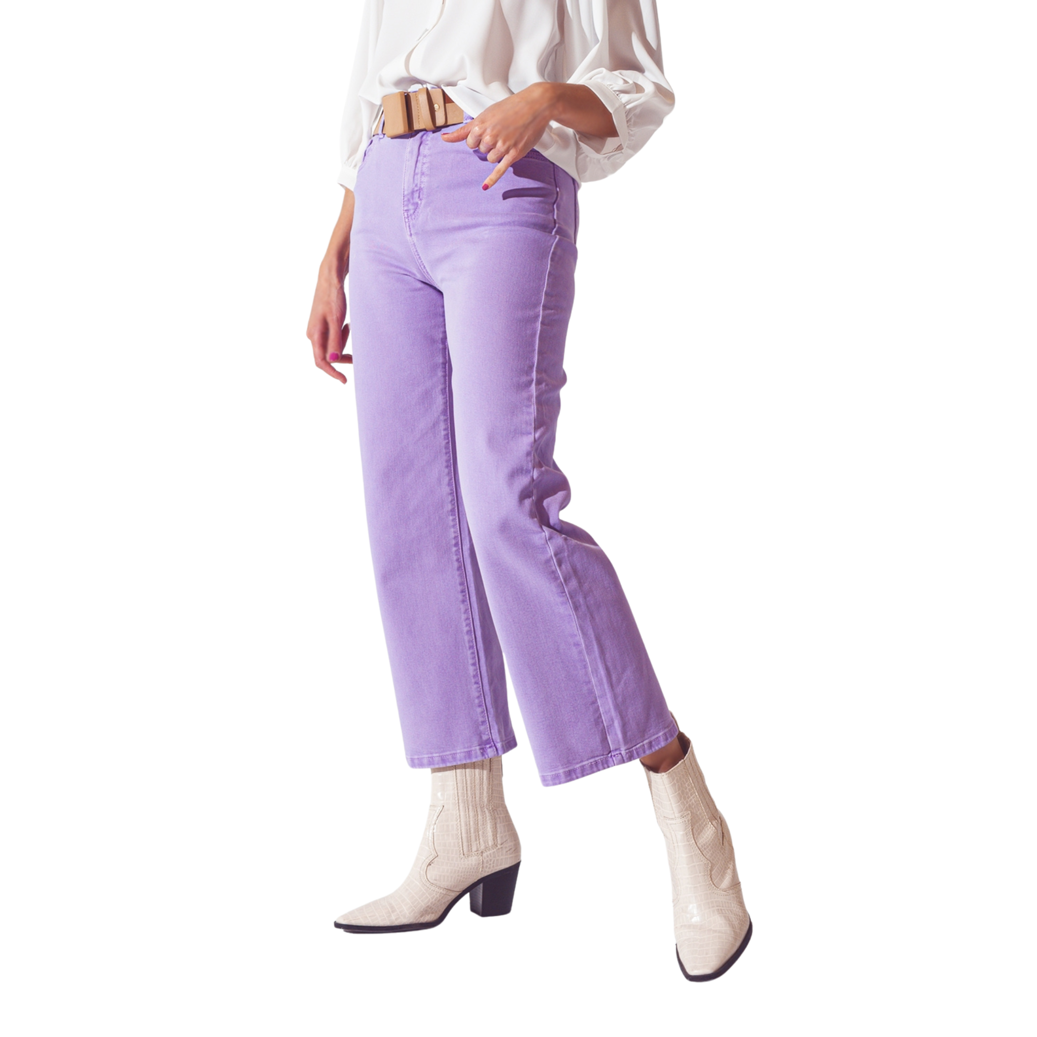 Wide Leg Jeans in Purple - Fairley Fancy