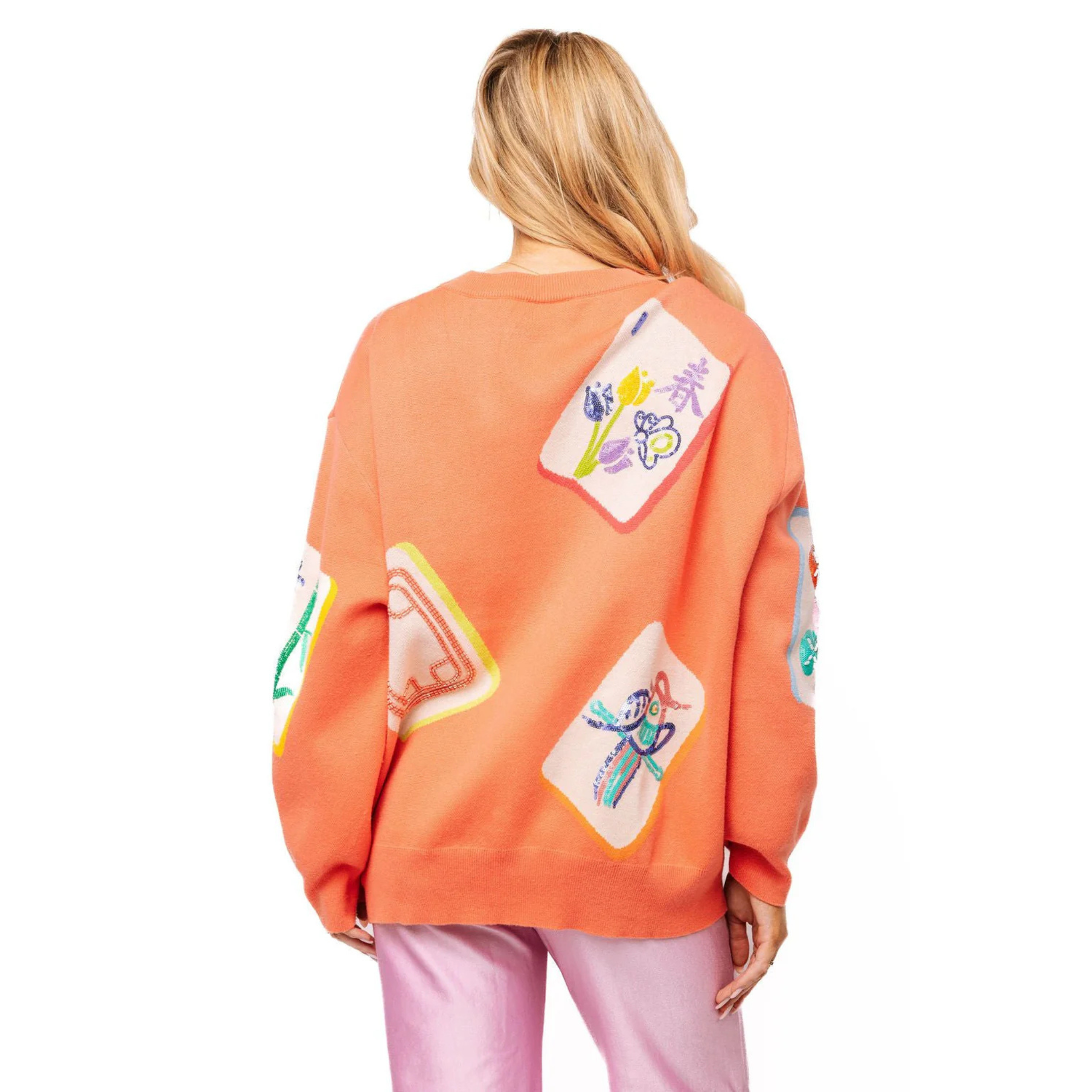 Peach Knit Mahjong Tile Sweater - Fairley Fancy