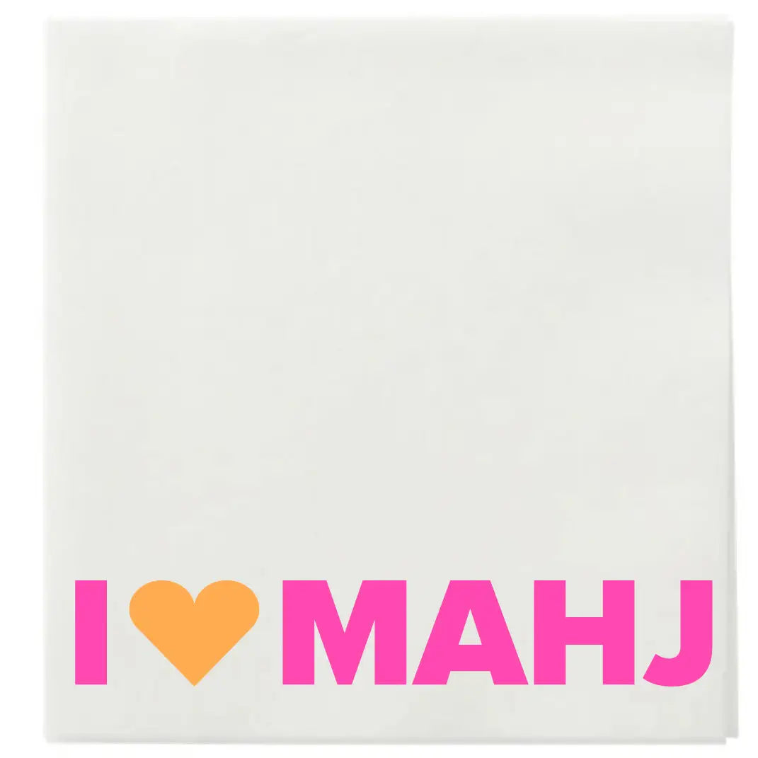 Text 'I ❤️ MAHJ' on a white background