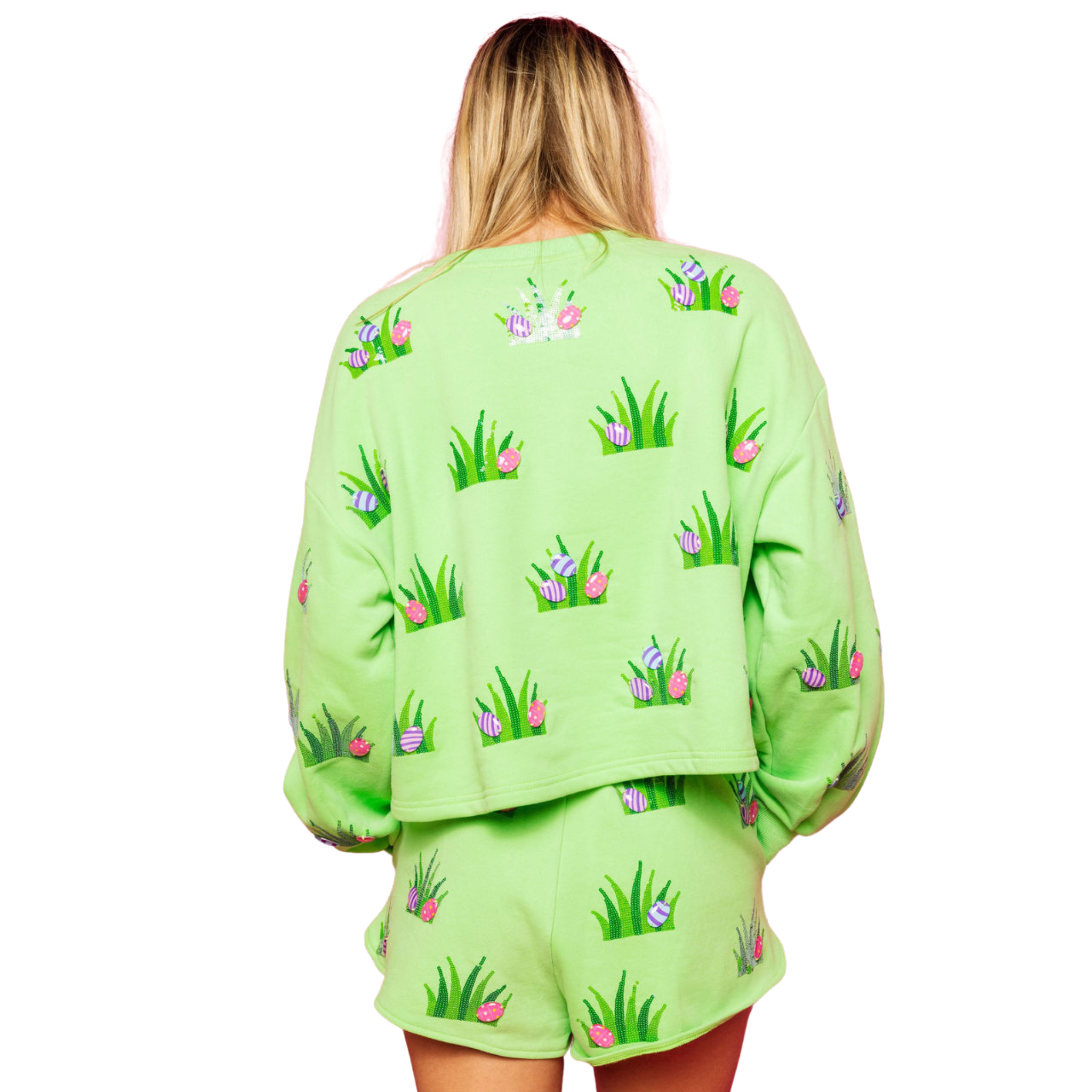 Lime Green Easter Egg In Grass Sweatshirt - Fairley Fancy
