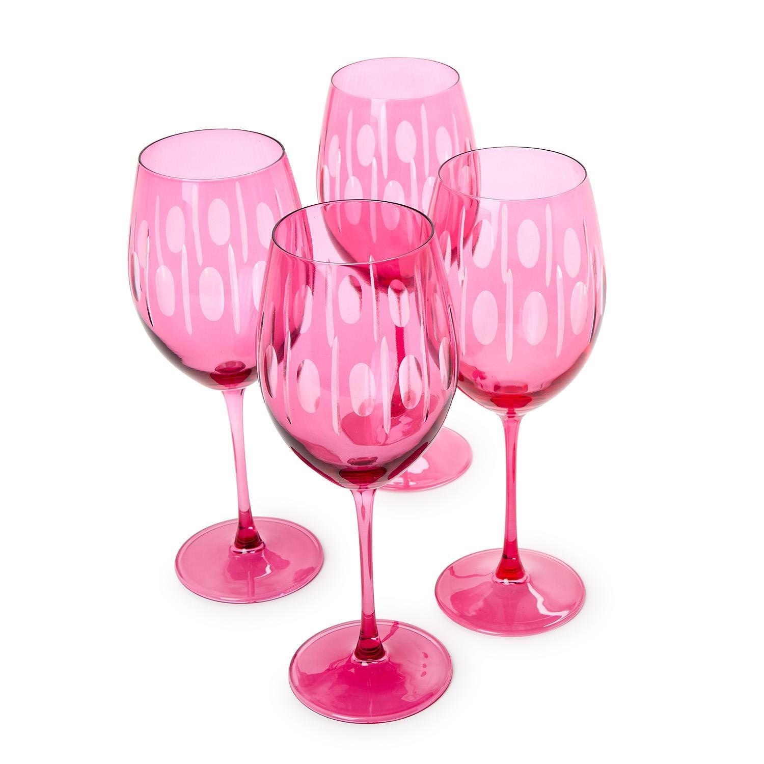 Pink Stemmed Wine Glass, Set of 4