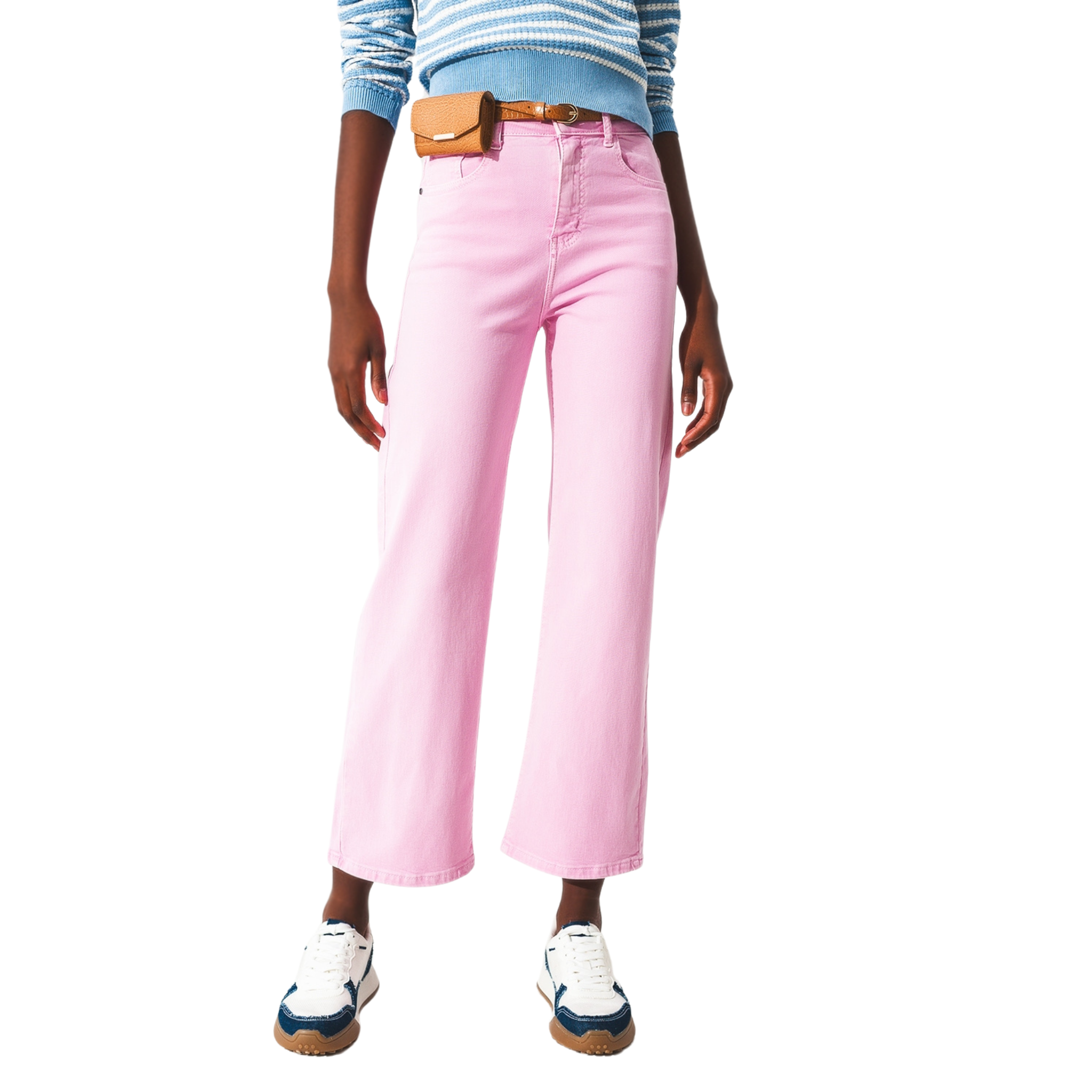 Cropped Wide Leg Jeans in Bubblegum Pink - Fairley Fancy