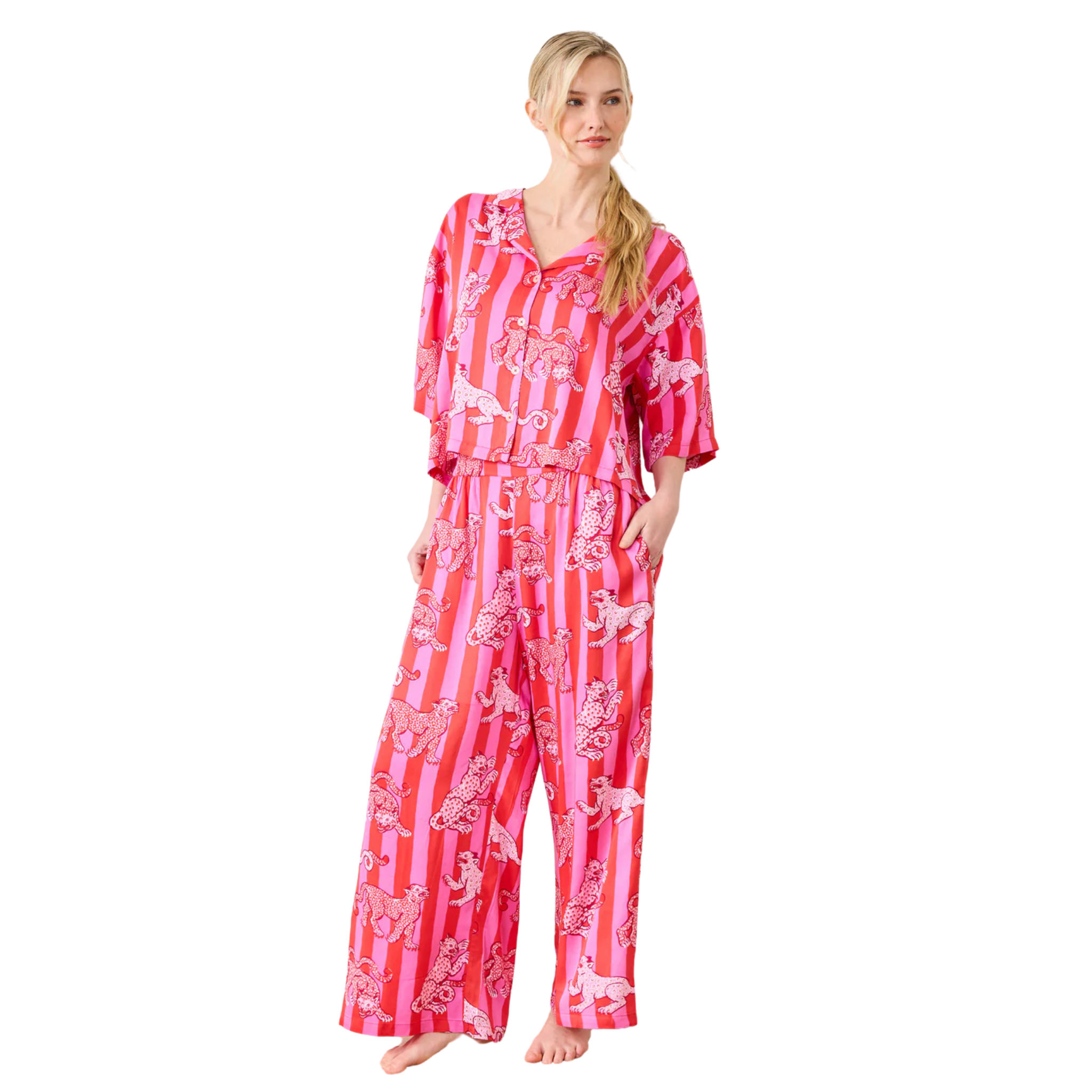 Eco Satin Wildest Dreams Set in Leopard Stripes - Fairley Fancy