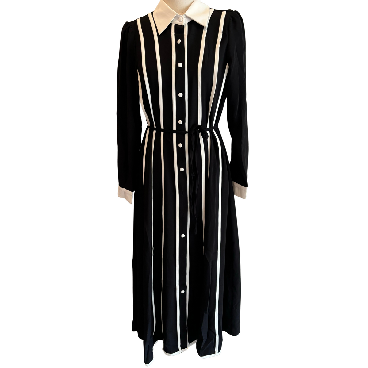 Black Maxi Dress with White Trim – Fairley Fancy