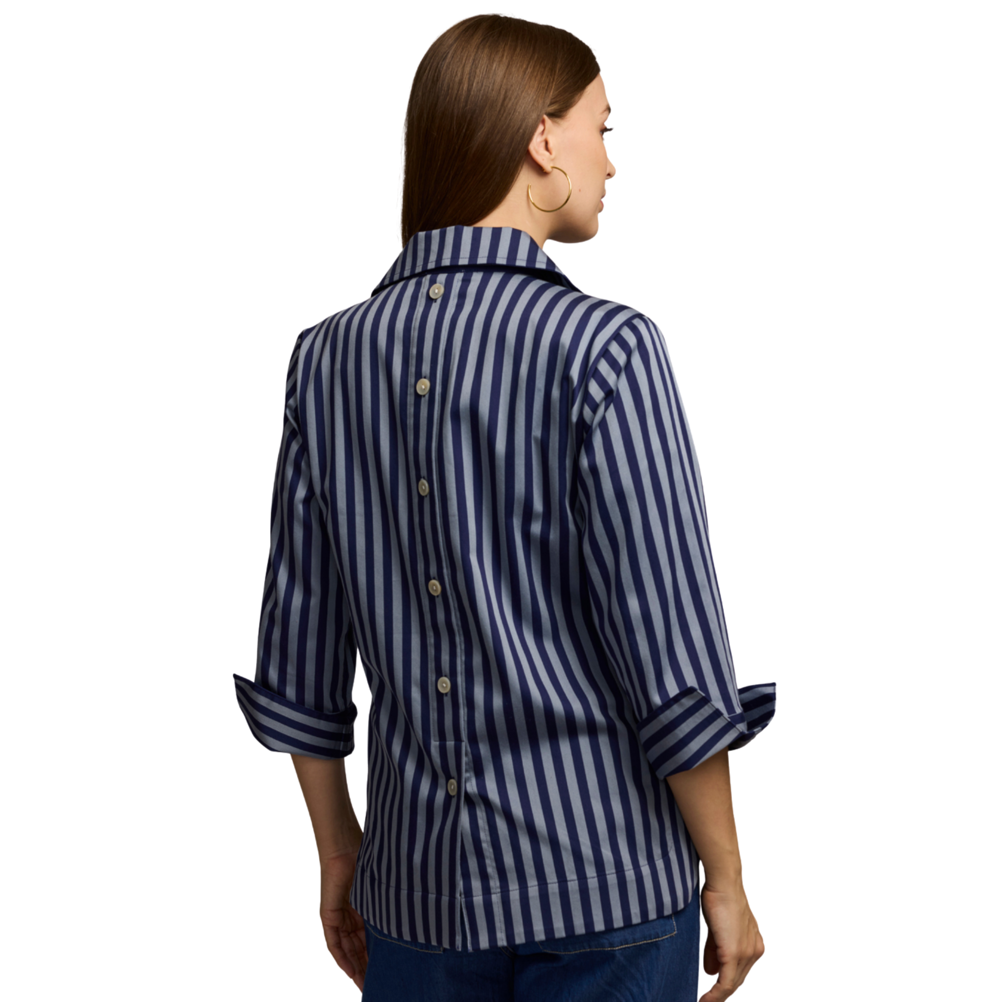 Aileen Stripe Top in French Gray and Midnight - Fairley Fancy2