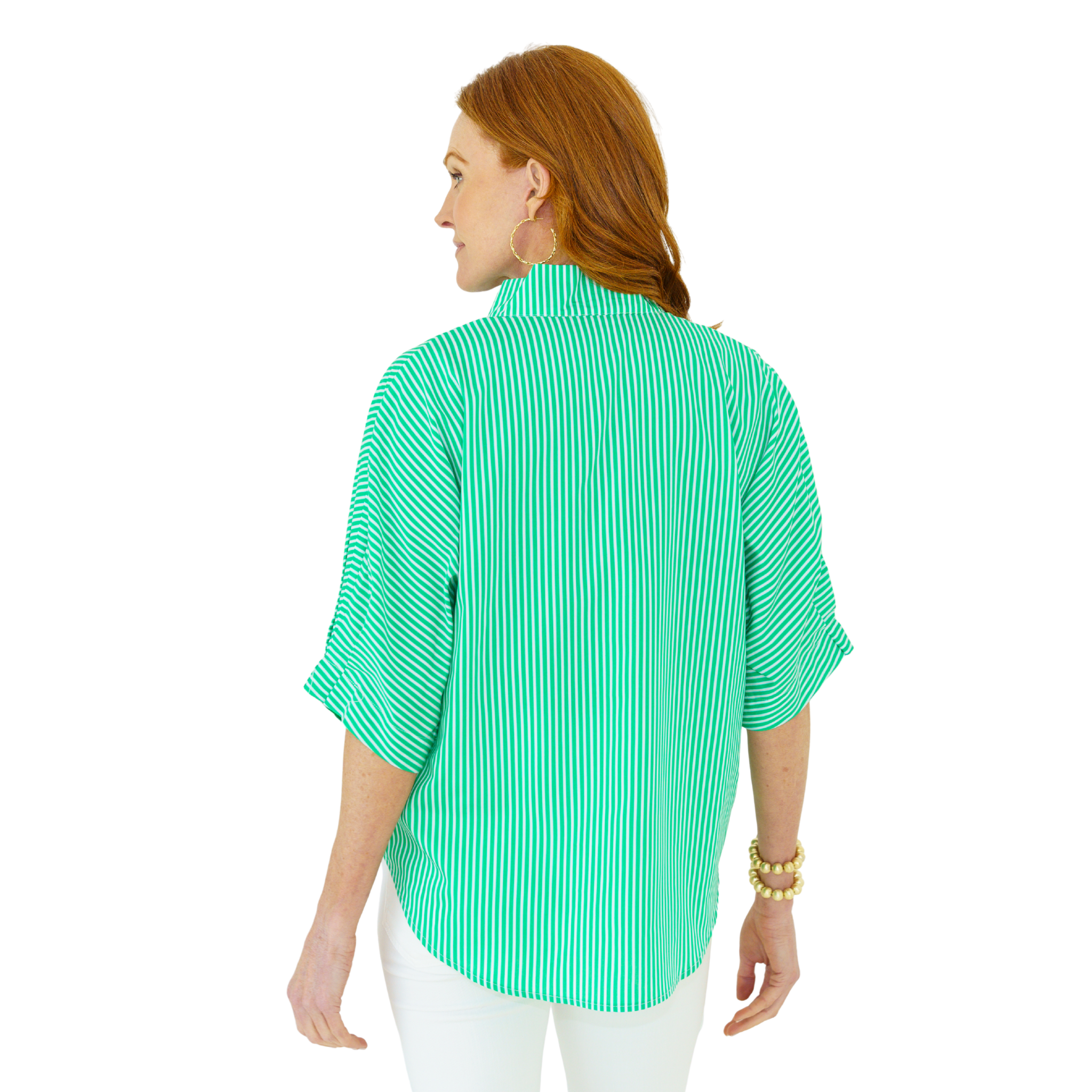 Annie Stripe Top in Green-Fairley Fancy