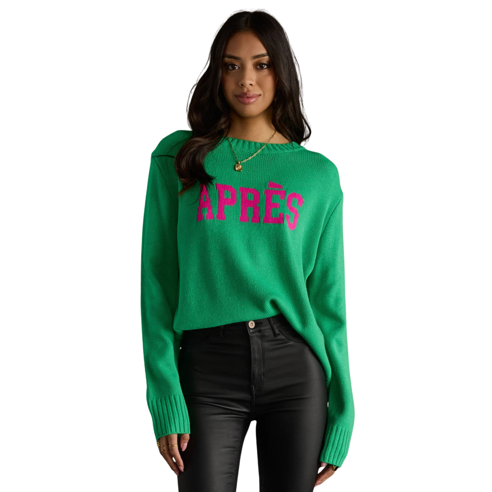 Après Sweater in Green & Pink-Fairley Fancy