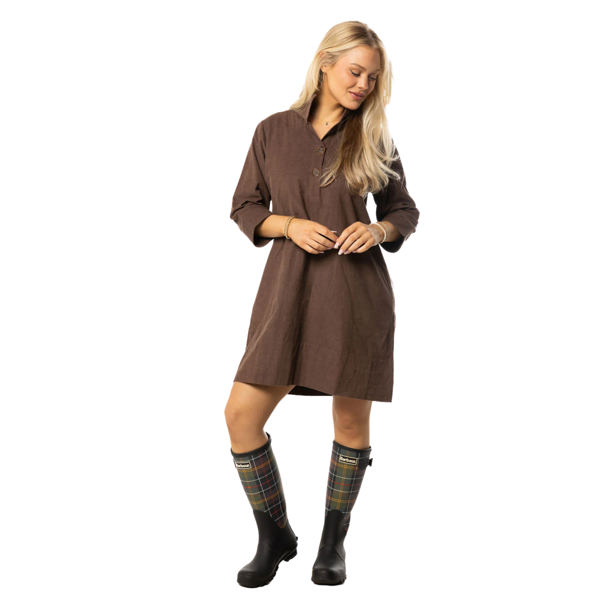Arden Dress in Chocolate Cord-Fairley Fancy