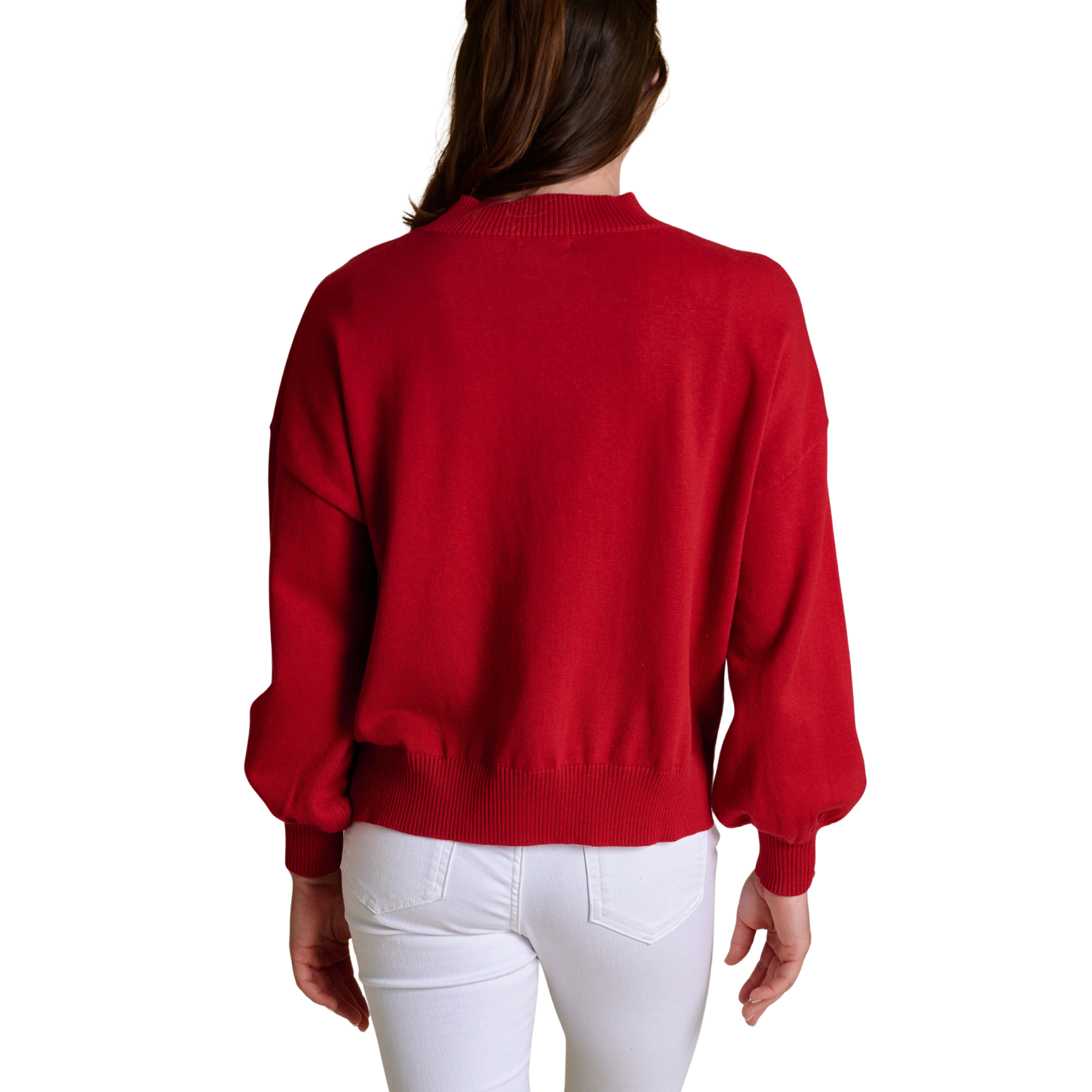 Arkansas Embroidered Mock Neck Sweater-Fairley Fancy