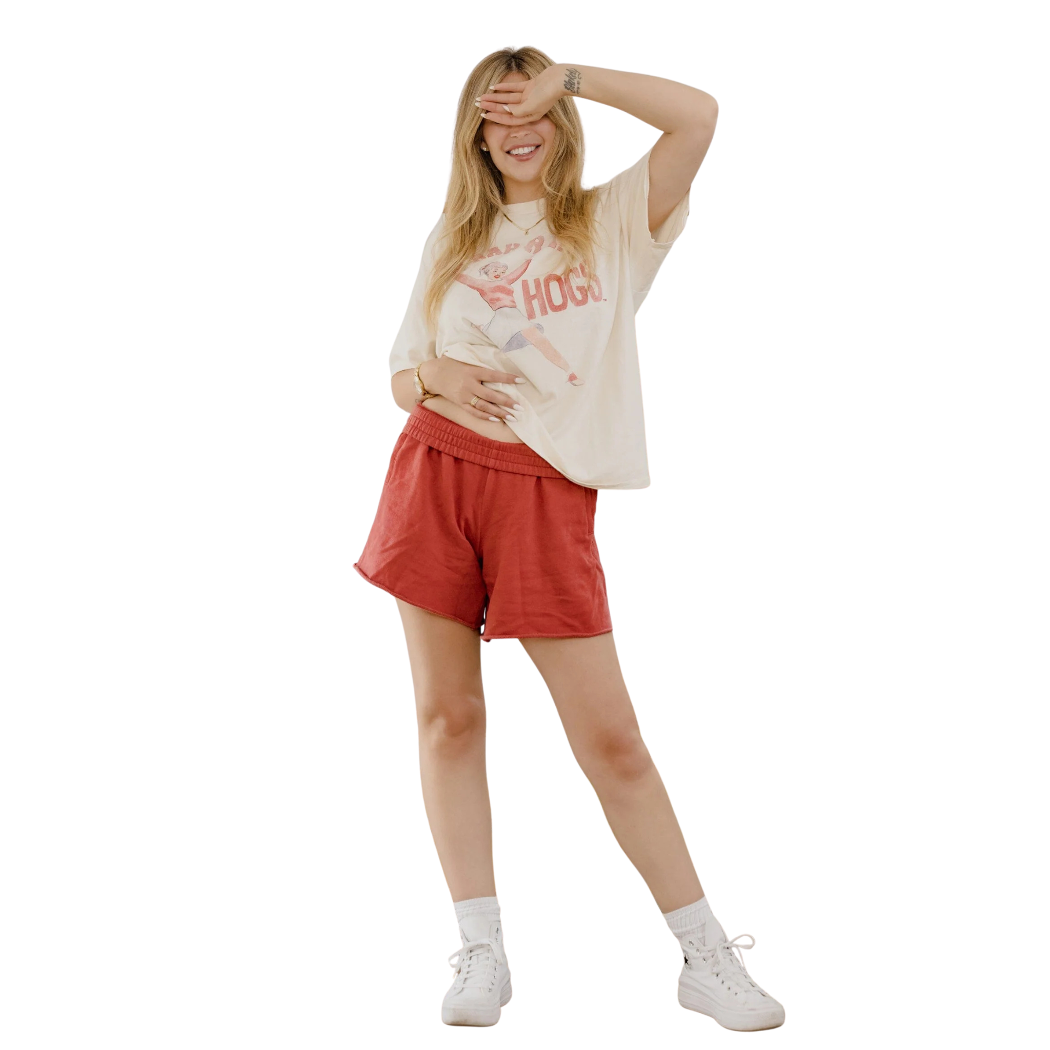 Arkansas Razorbacks Rah Rah Off White Thrifted Tee-Fairley Fancy