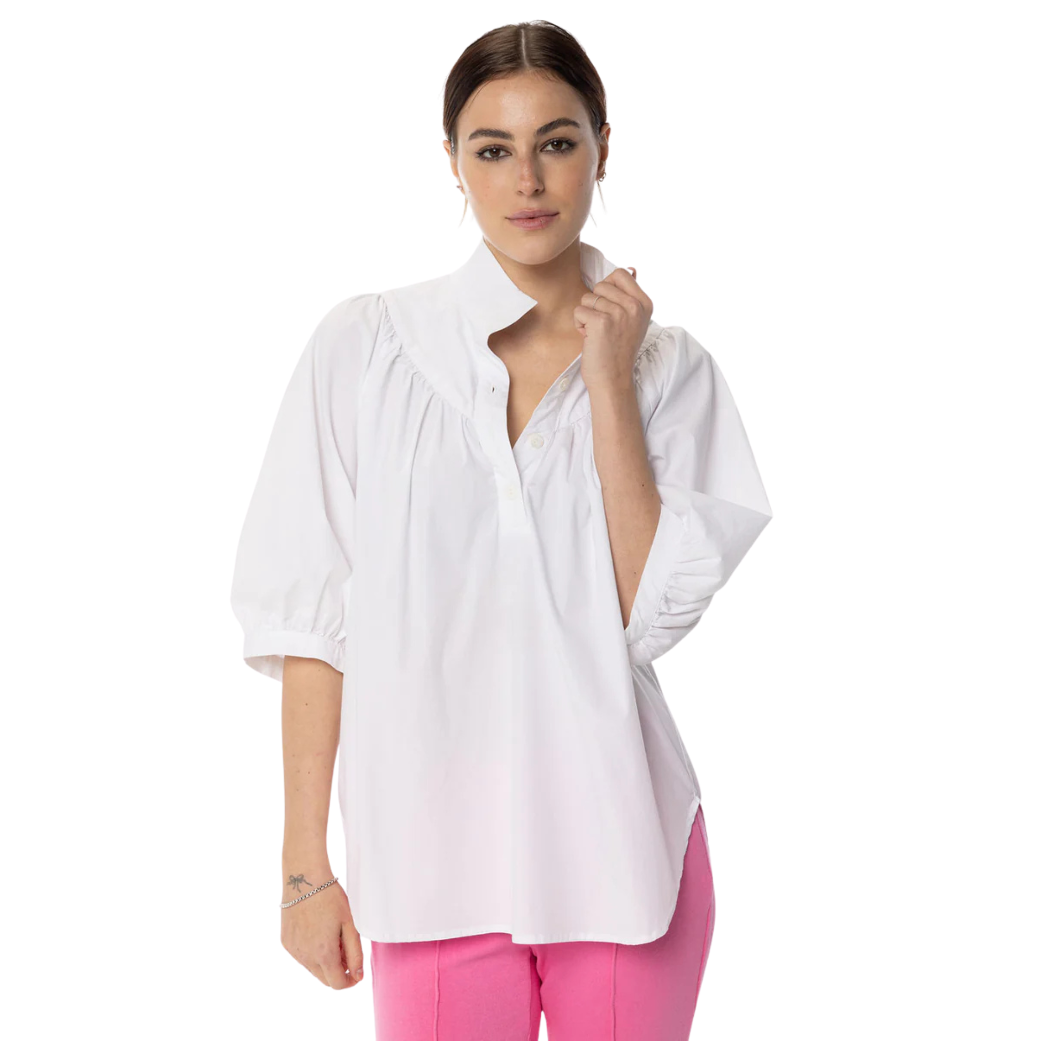 Avie Top in Solid White-Fairley Fancy