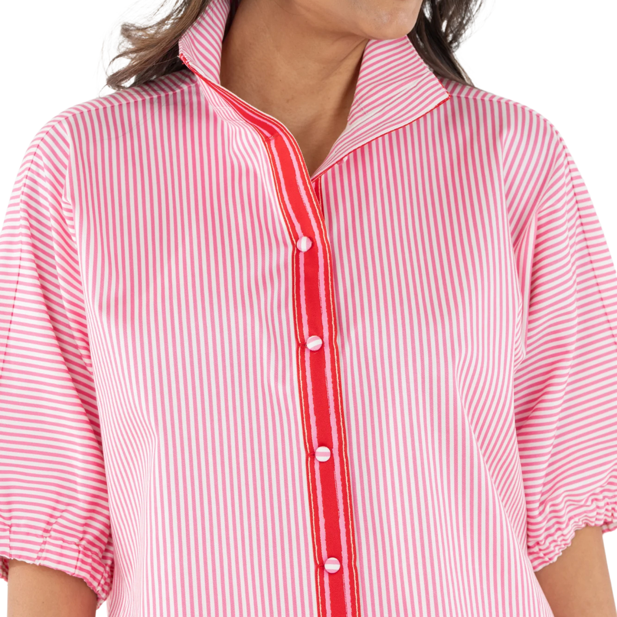 Bonny Top in Pink Carnation Stripe-Fairley Fancy