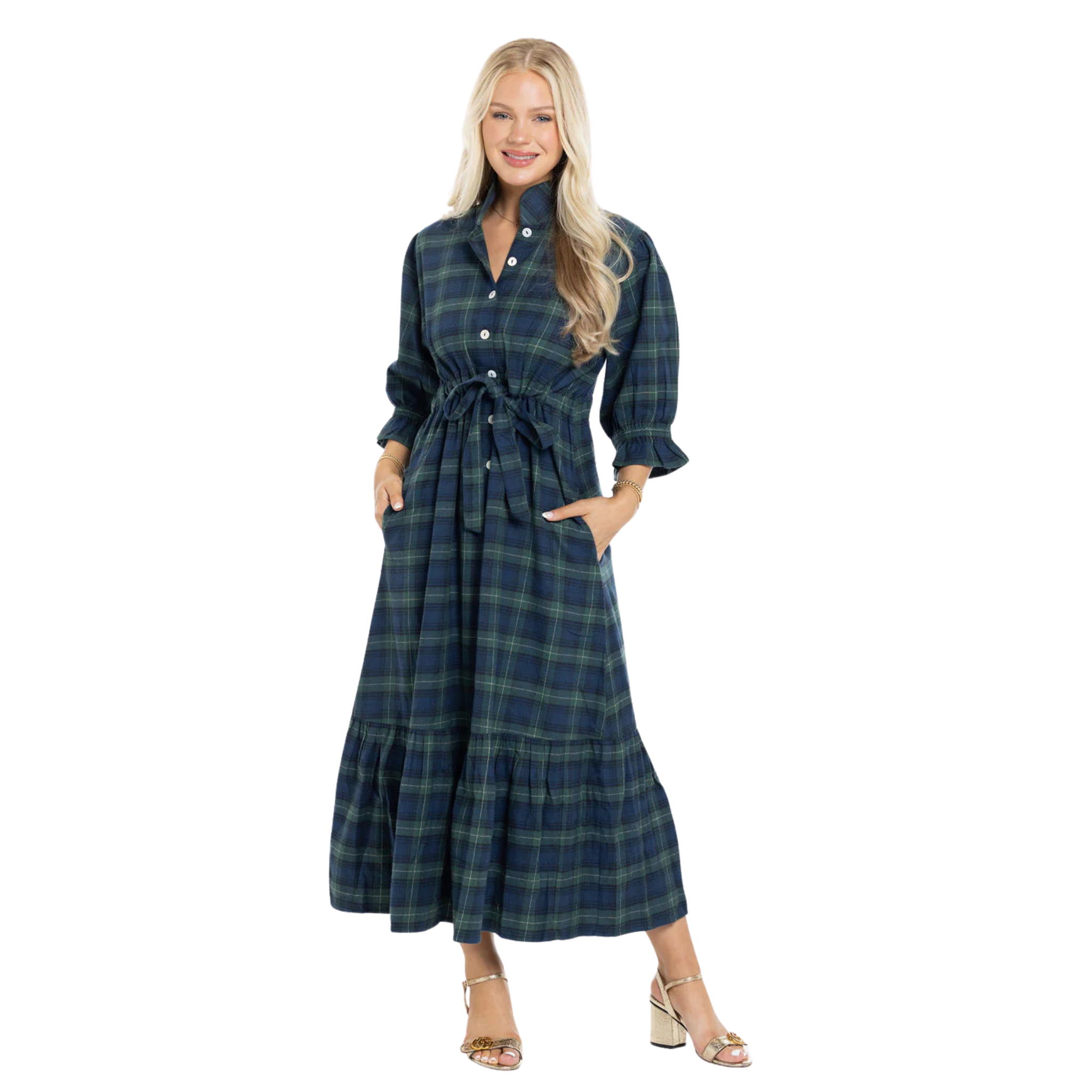Catherine Dress in Blackwatch Plaid-Fairley Fancy