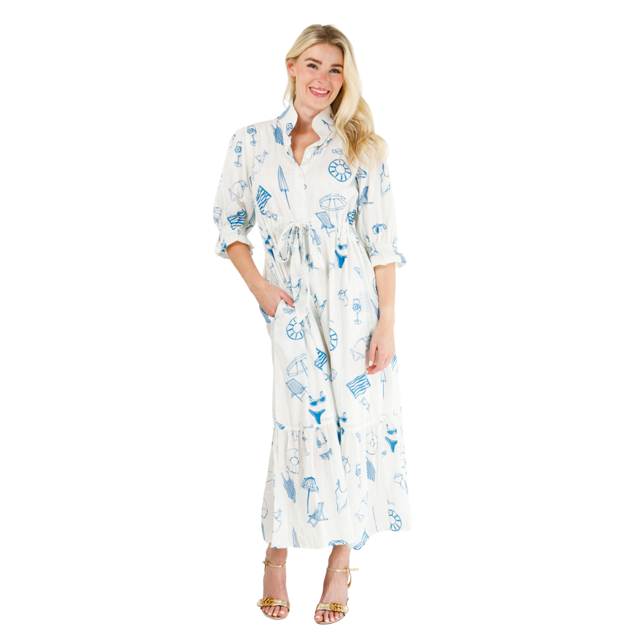Catherine Dress in Pool Party-Fairley Fancy