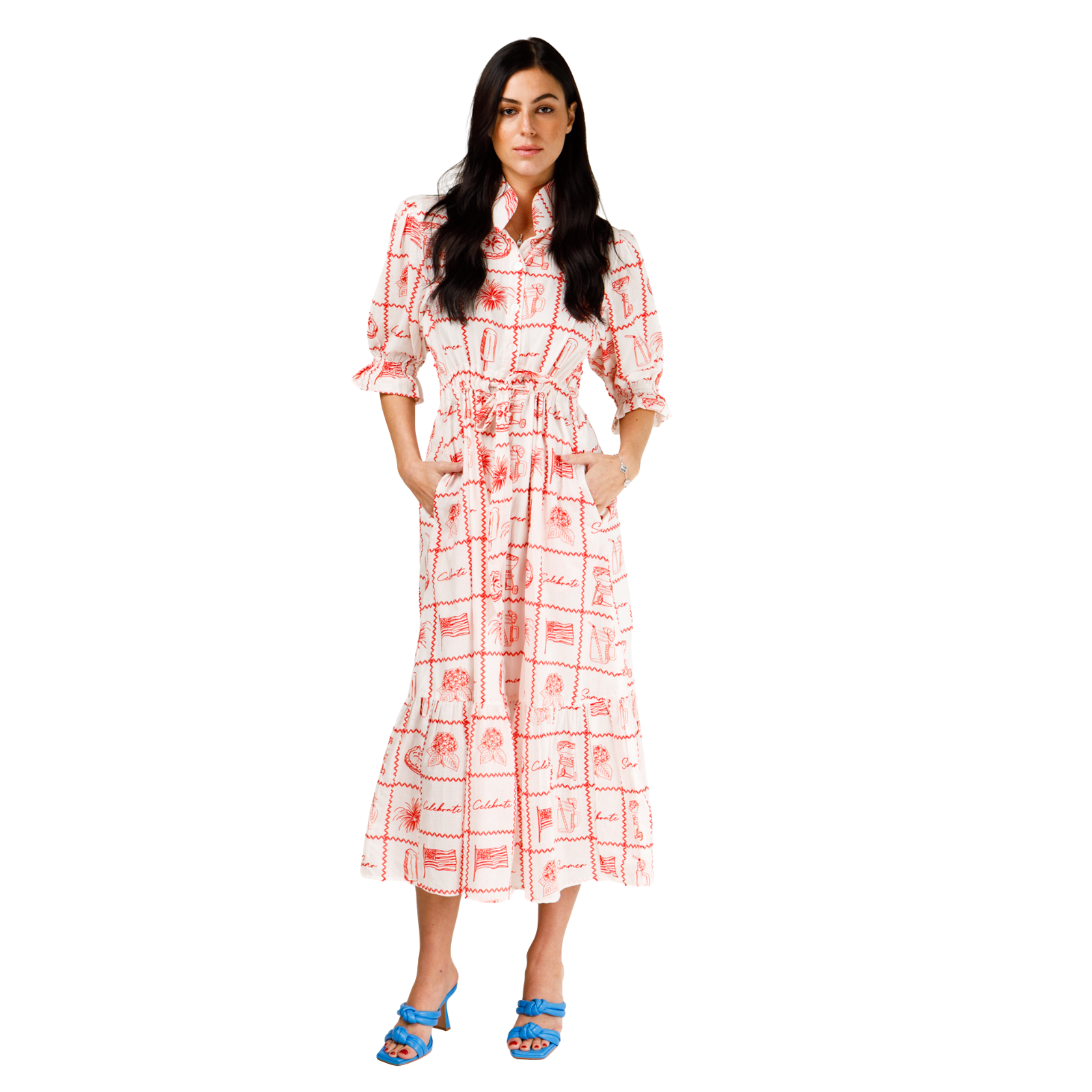 Catherine Dress in Summer Shindig Red-Fairley Fancy