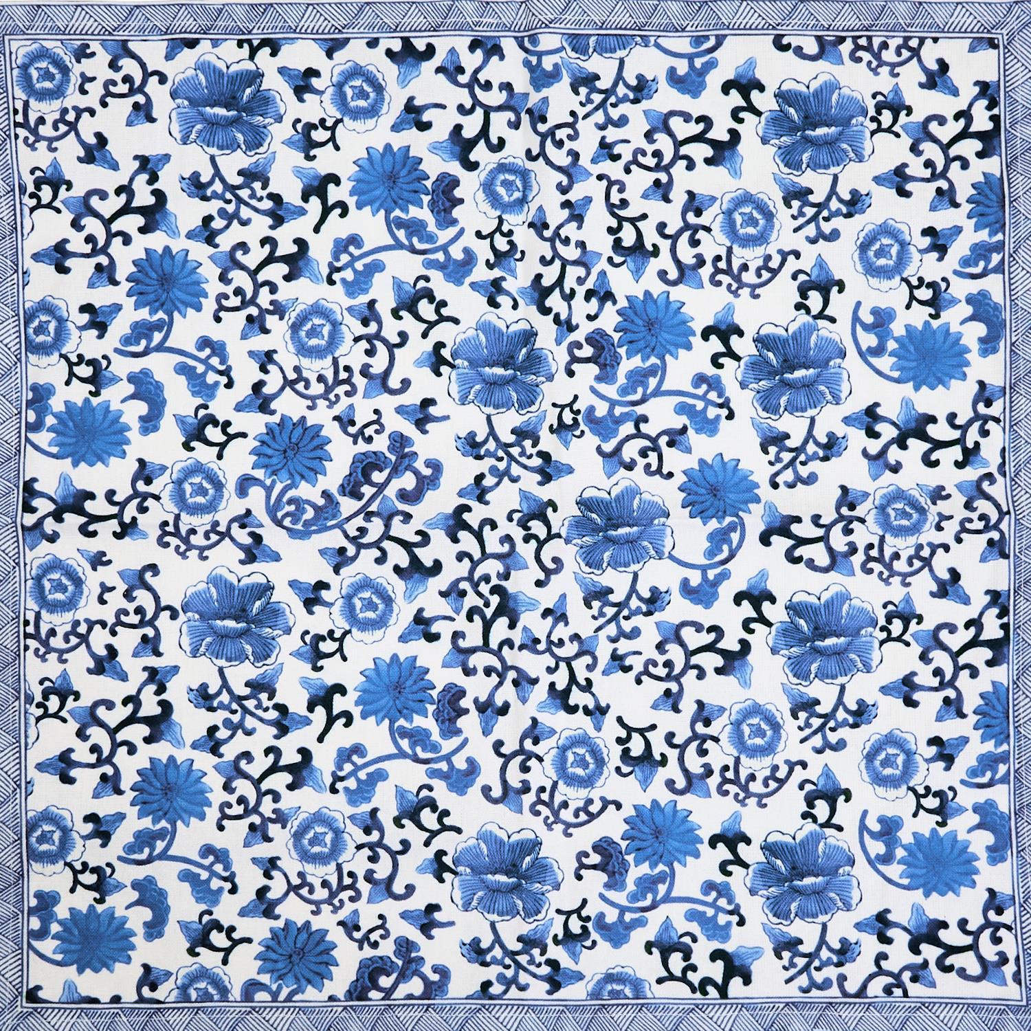 Chinoiserie Blue and White Floral Pattern Napkins, Set of 4 - Fairley Fancy4