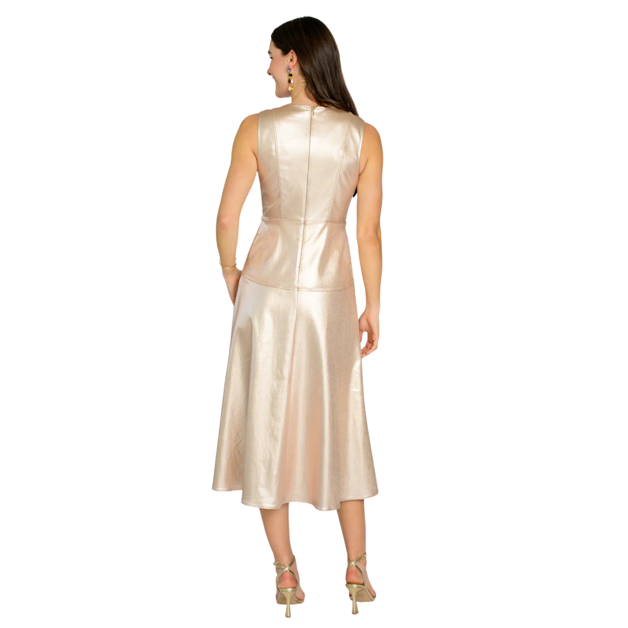 Claire Dress in Metallic Denim-Fairley Fancy