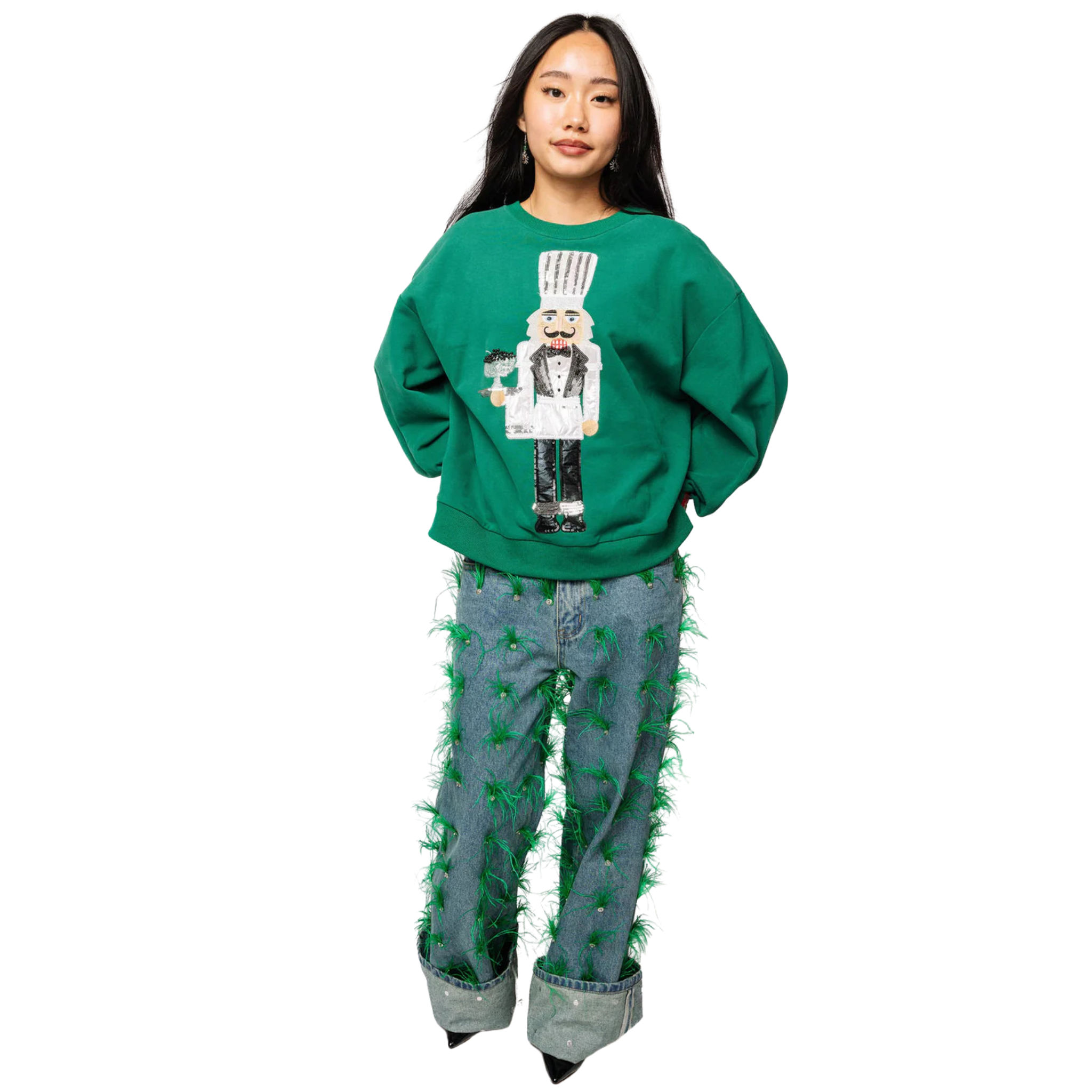 Dark Green Caviar Serving Nutcracker Sweatshirt
