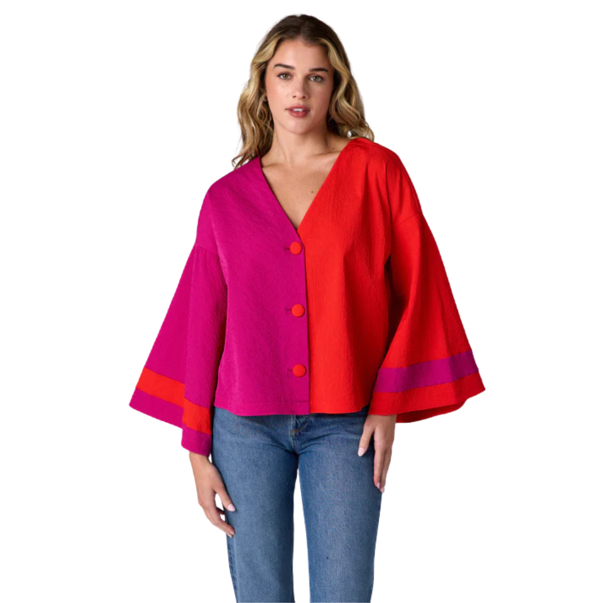 Esme Top in Sangria Colorblock-Fairley Fancy
