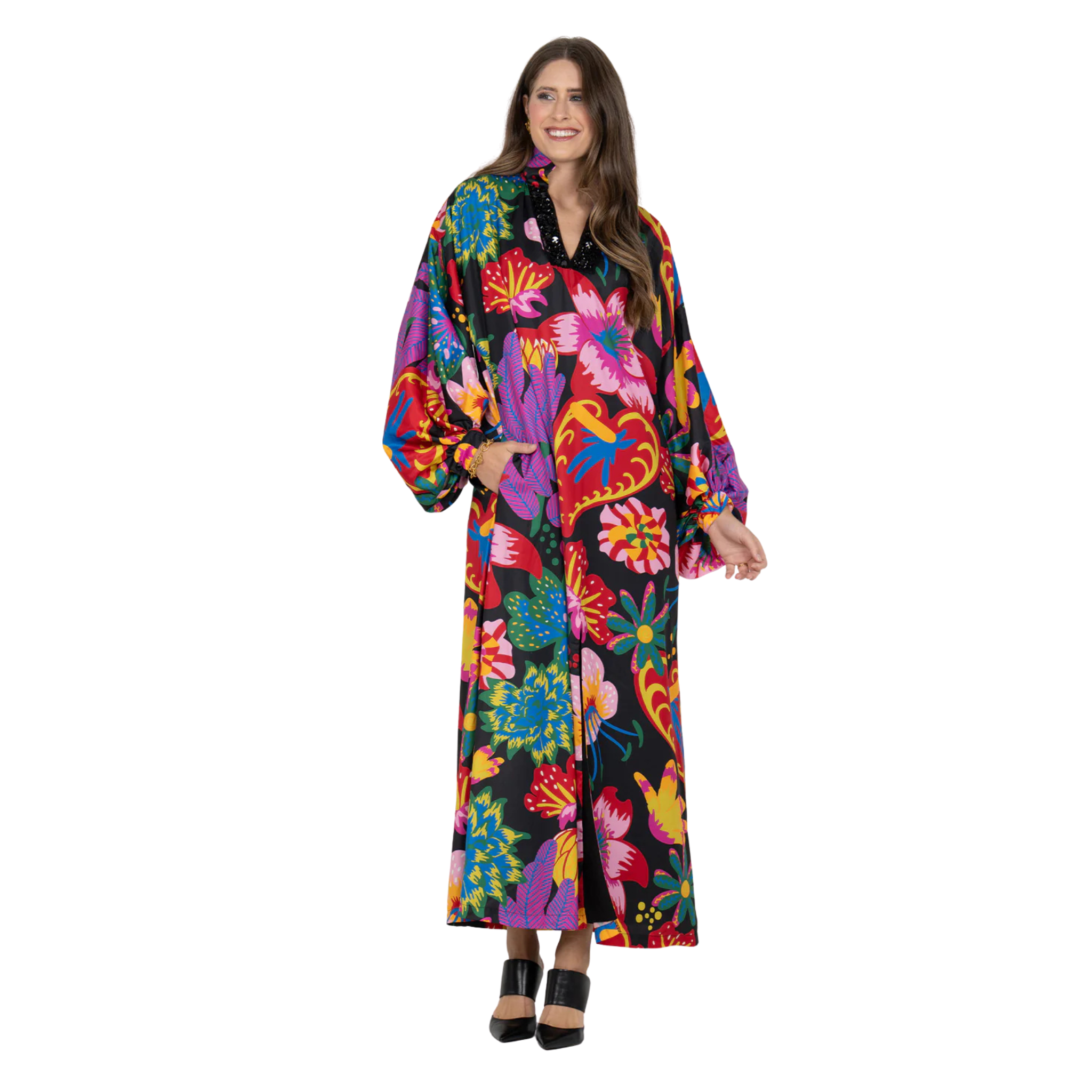 Fiona Dress in Midnight Garden-Fairley Fancy