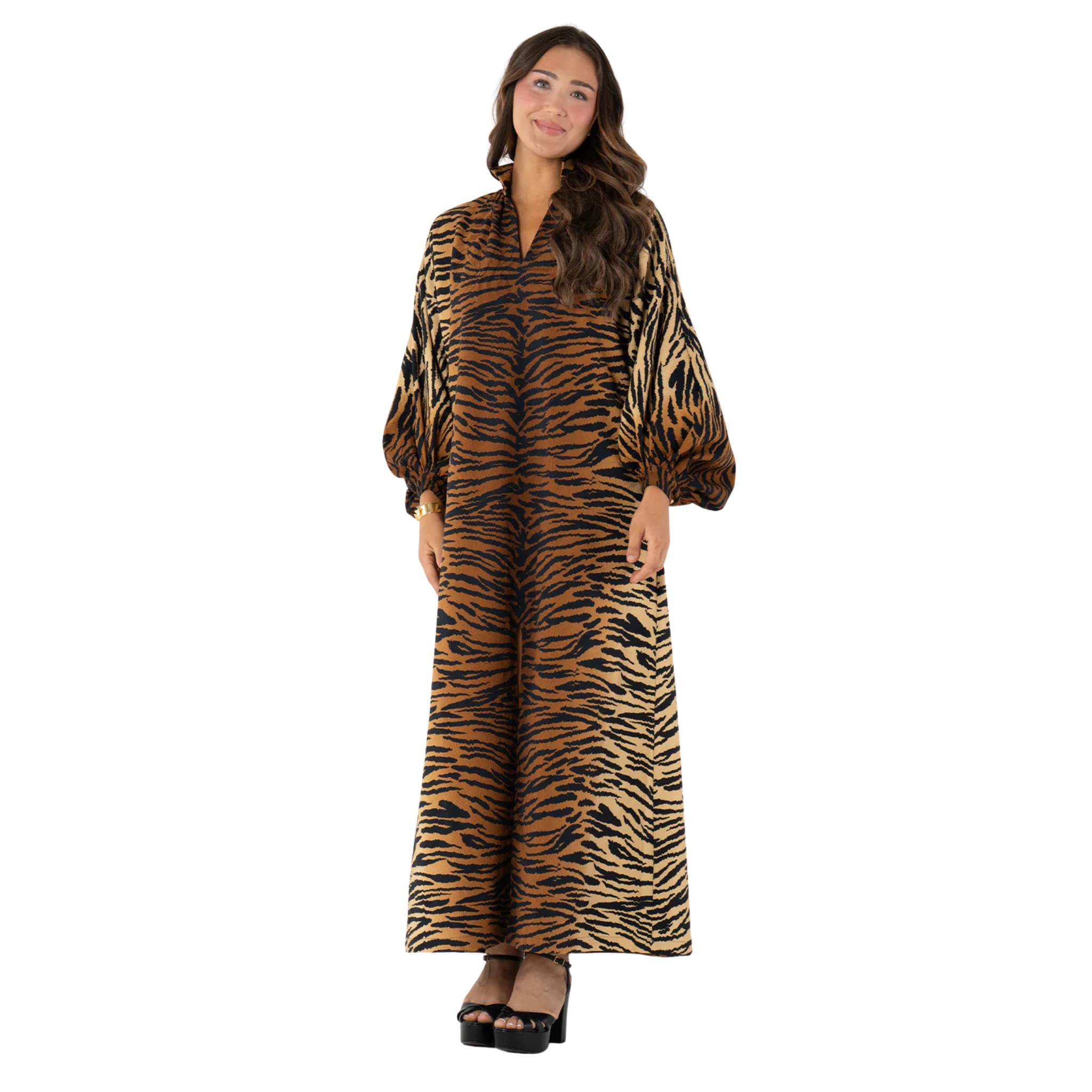 Fiona Dress in Tiger Jacquard-Fairley Fancy