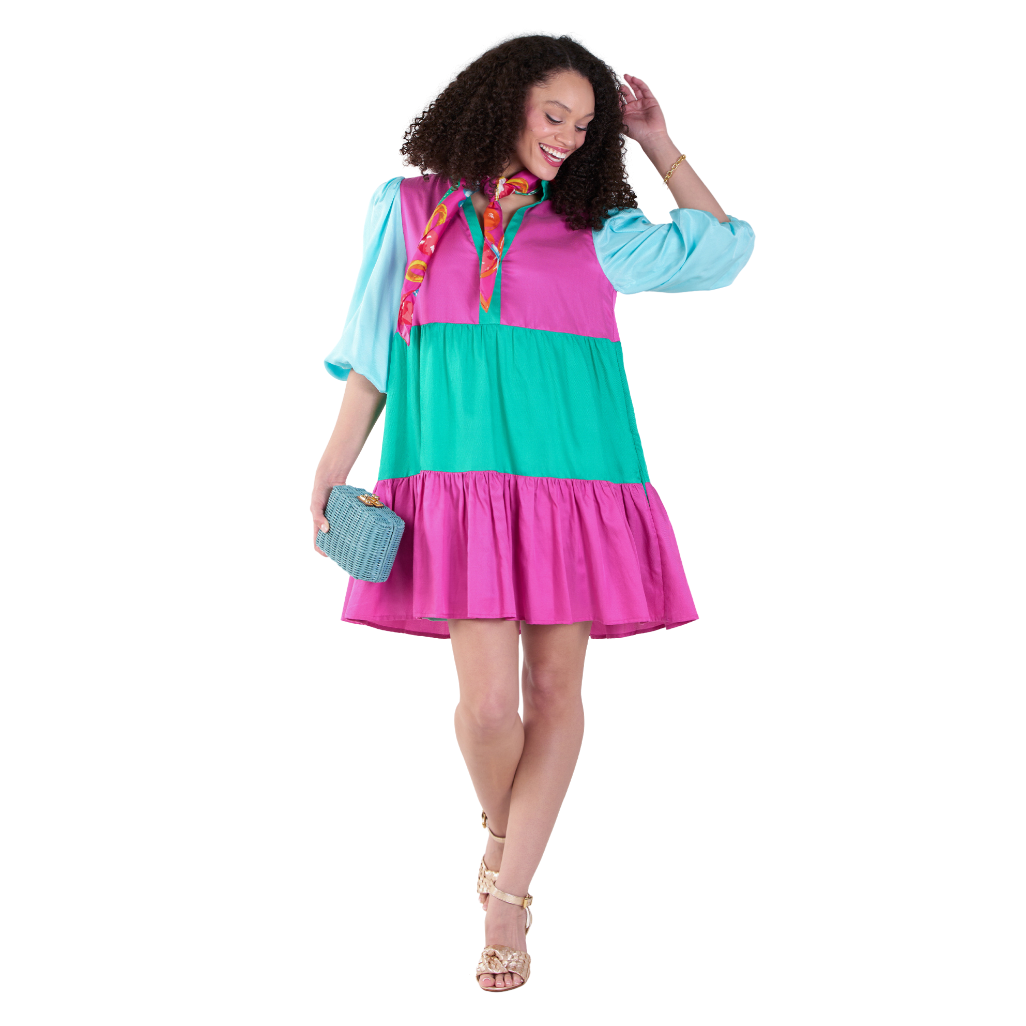 Frankie Dress in Bangle Colorblock-Fairley Fancy5