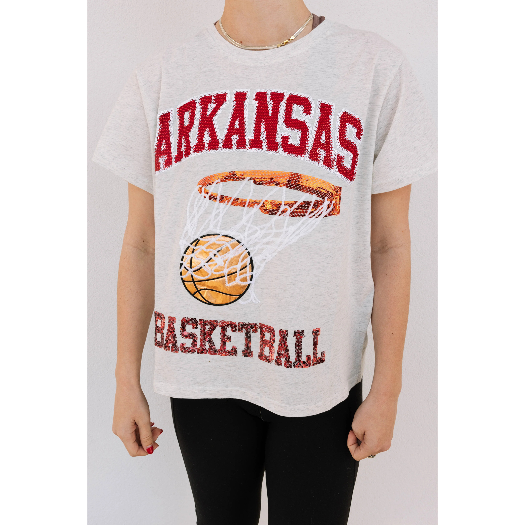 Grey Arkansas Basketball Tee - Fairley Fancy