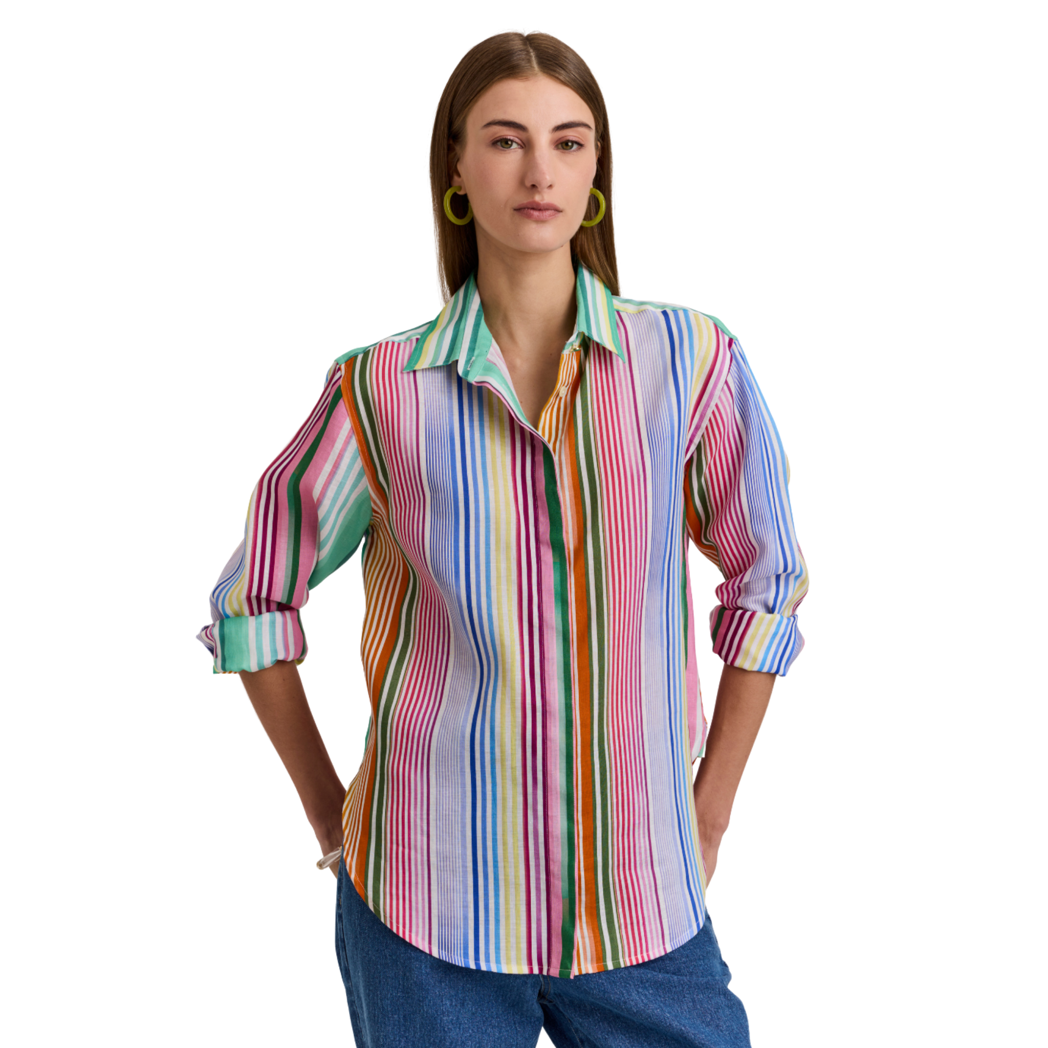 Halsey Long Sleeve Multi Linen Stripe Shirt-Fairley Fancy