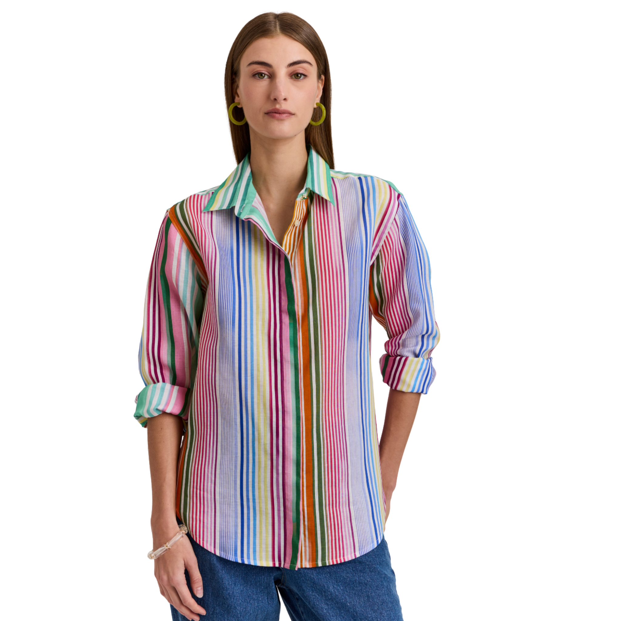 Halsey Long Sleeve Multi Linen Stripe Shirt-Fairley Fancy