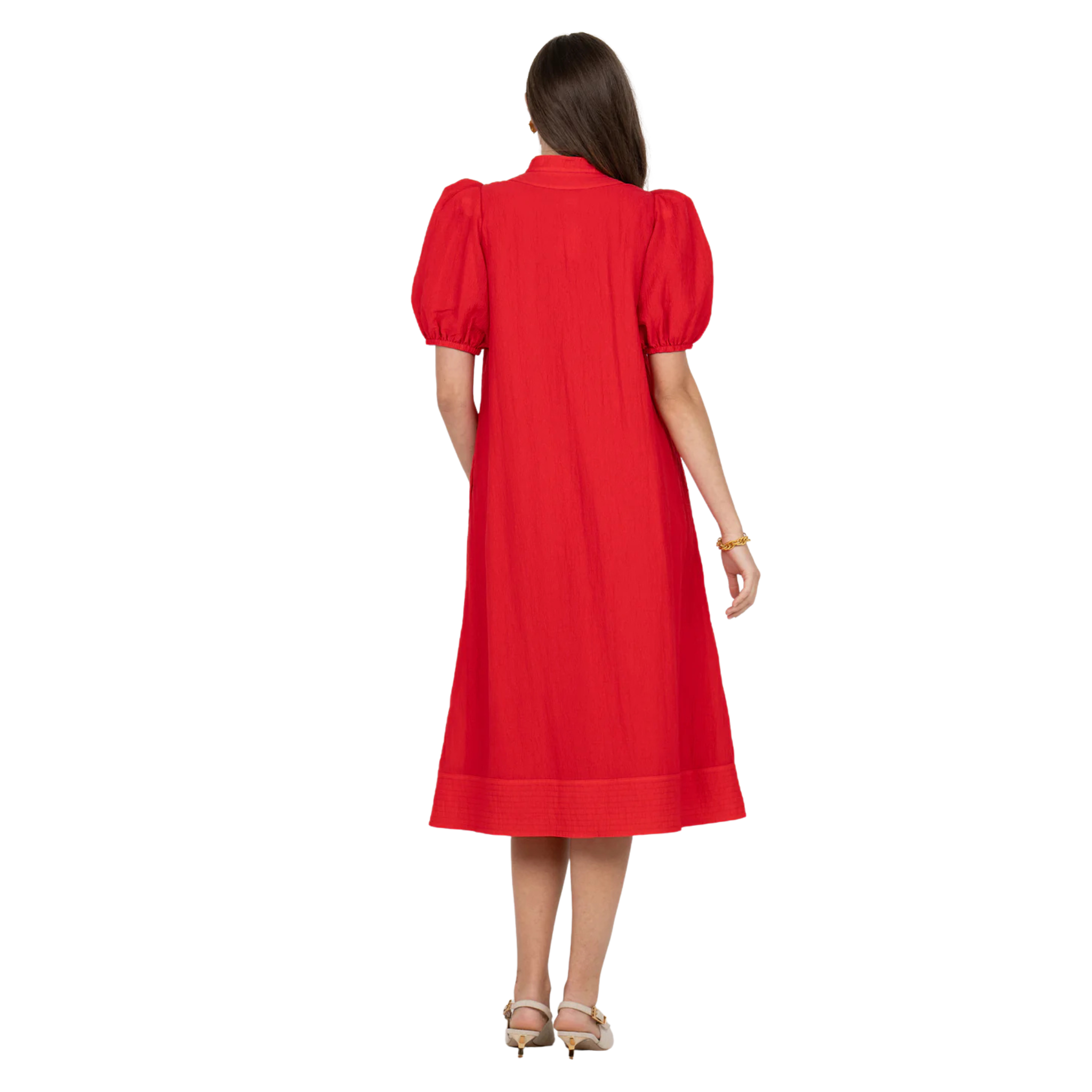 Hampton Dress in Cardinal Red-Fairley Fancy