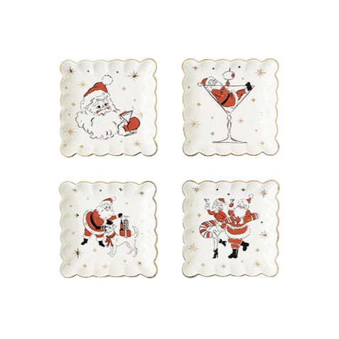 Holiday Cheer Scalloped Square Plate - Fairley Fancy