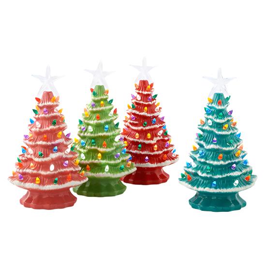 Lighted Christmas Tree with Adapter and Timer, Set of 4 - Fairley Fancy