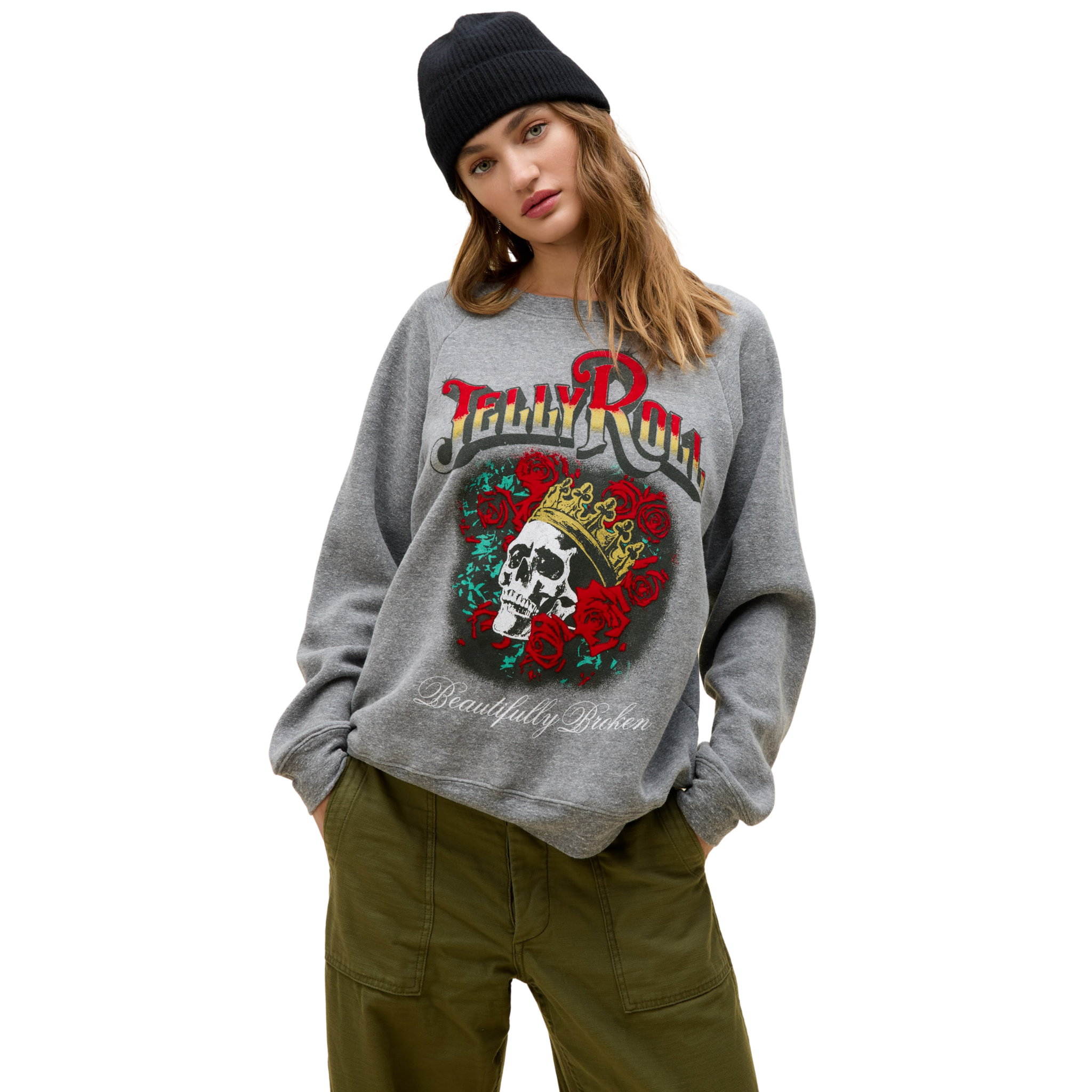 Jelly Roll Beautifully Broken Tour Vintage Raglan Sweatshirt-Fairley Fancy