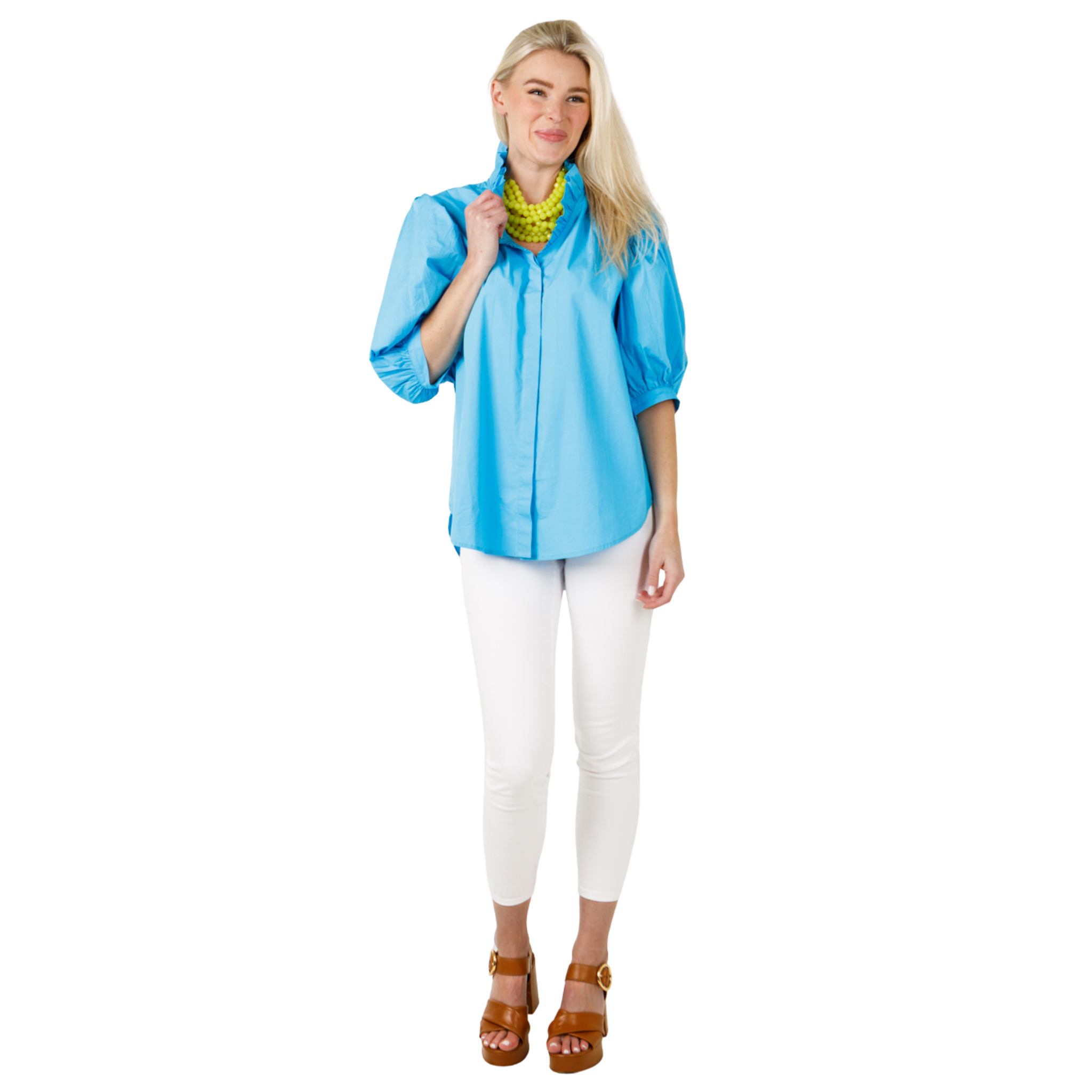 Laura Top in Solid Swim Cap Blue-Fairley Fancy
