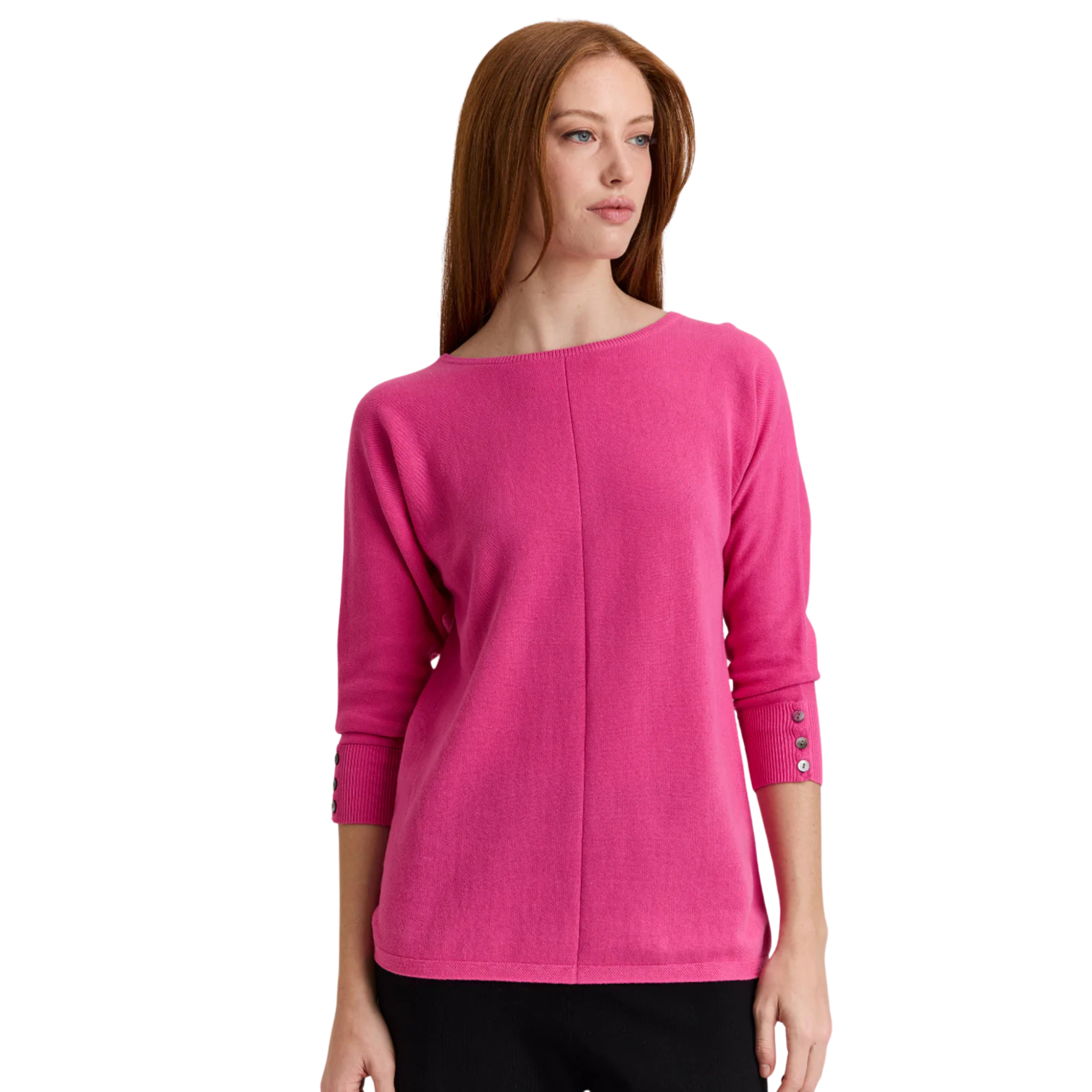Leanne 3/4 Sleeve Sweater in Guava-Fairley Fancy