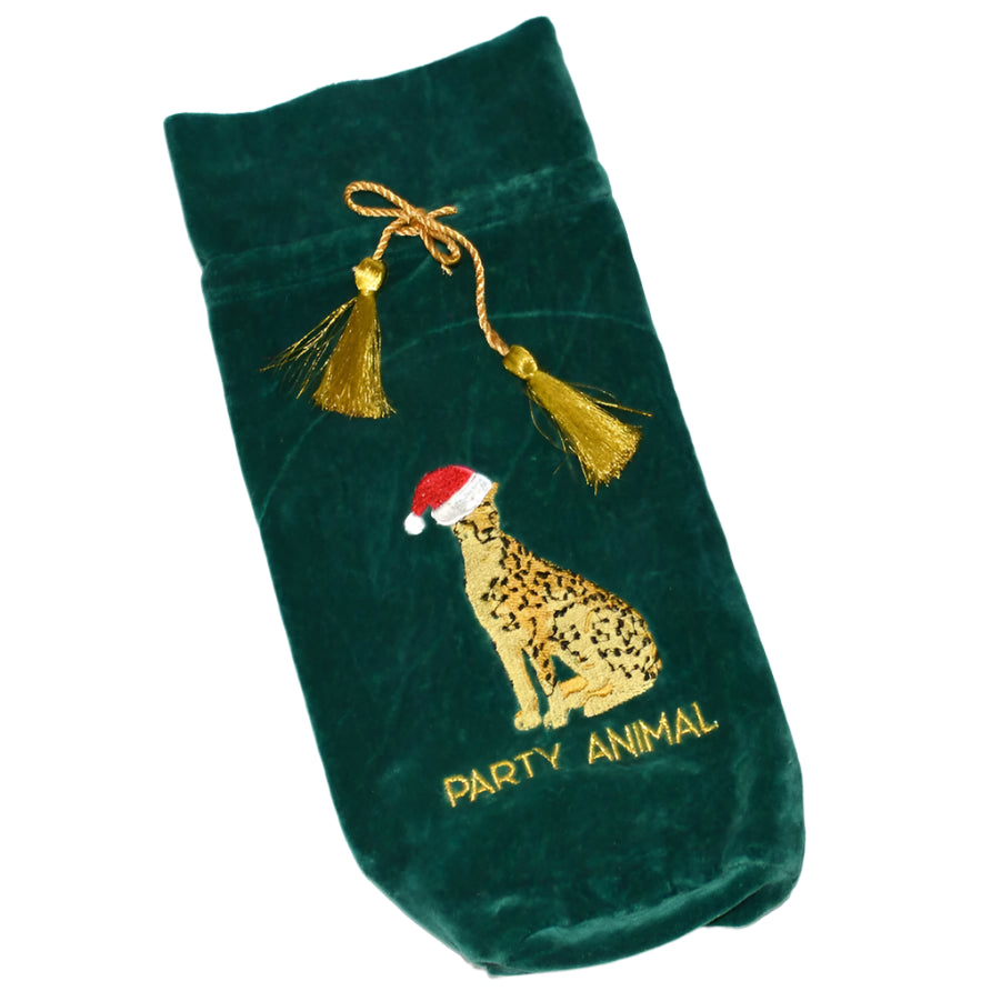 Leopard Embroidered Green Wine Bag-Fairley Fancy