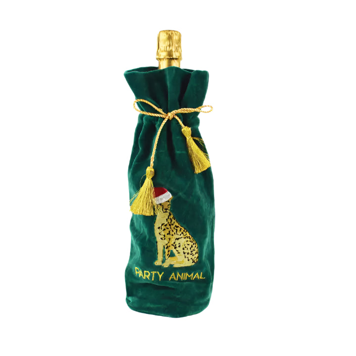 Leopard Embroidered Green Wine Bag-Fairley Fancy
