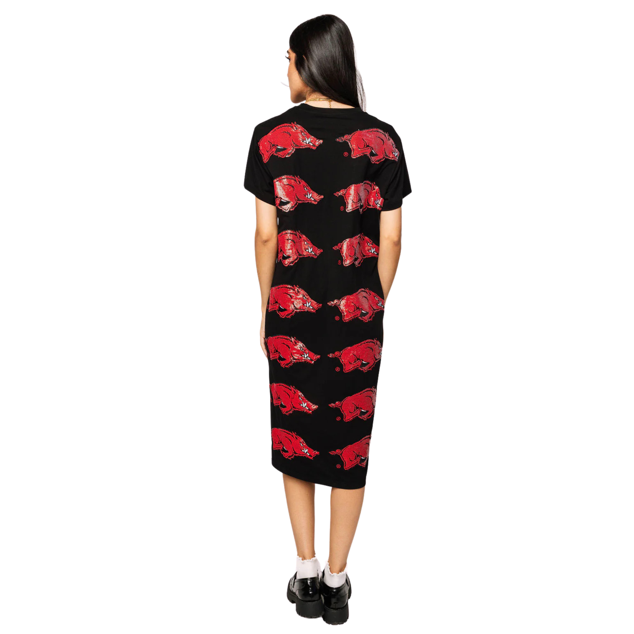 Licensed Arkansas Mascot Midi Tee Dress - Fairley Fancy
