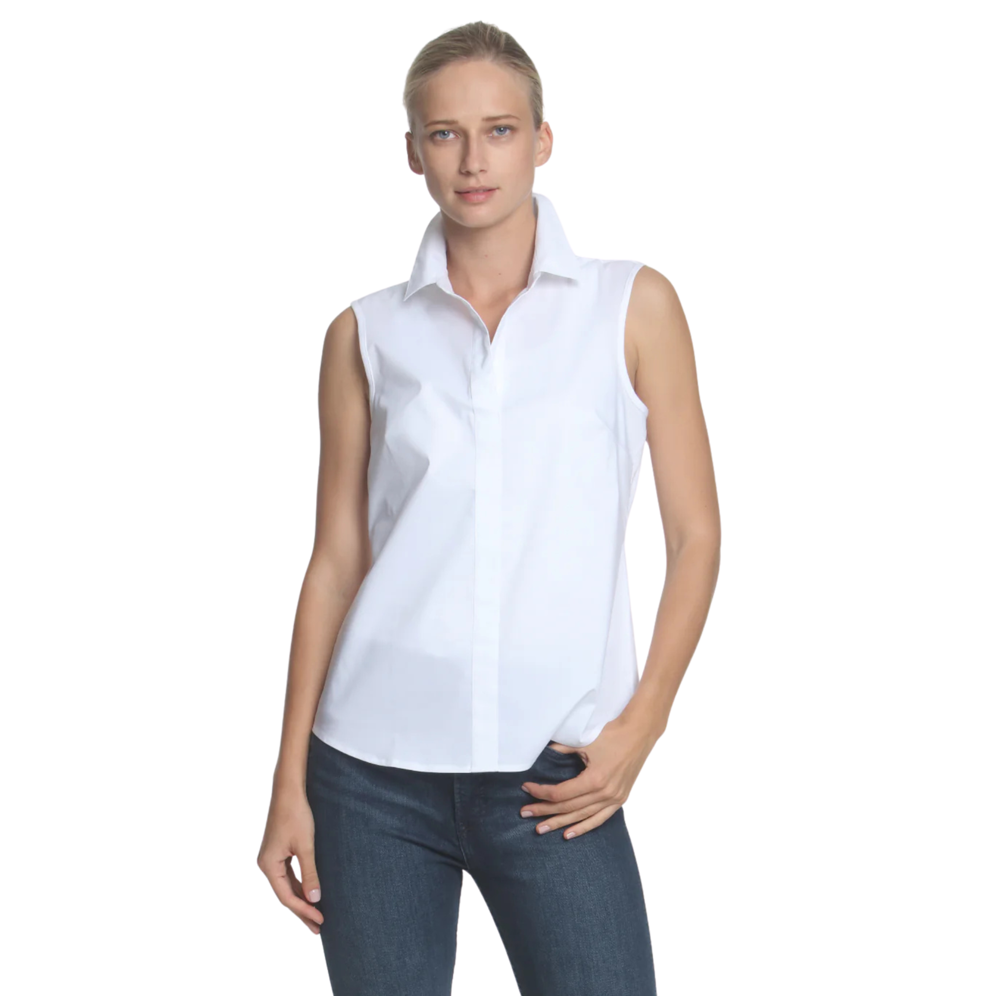 Lizette Sleeveless Woven Knit Shirt-Fairley Fancy