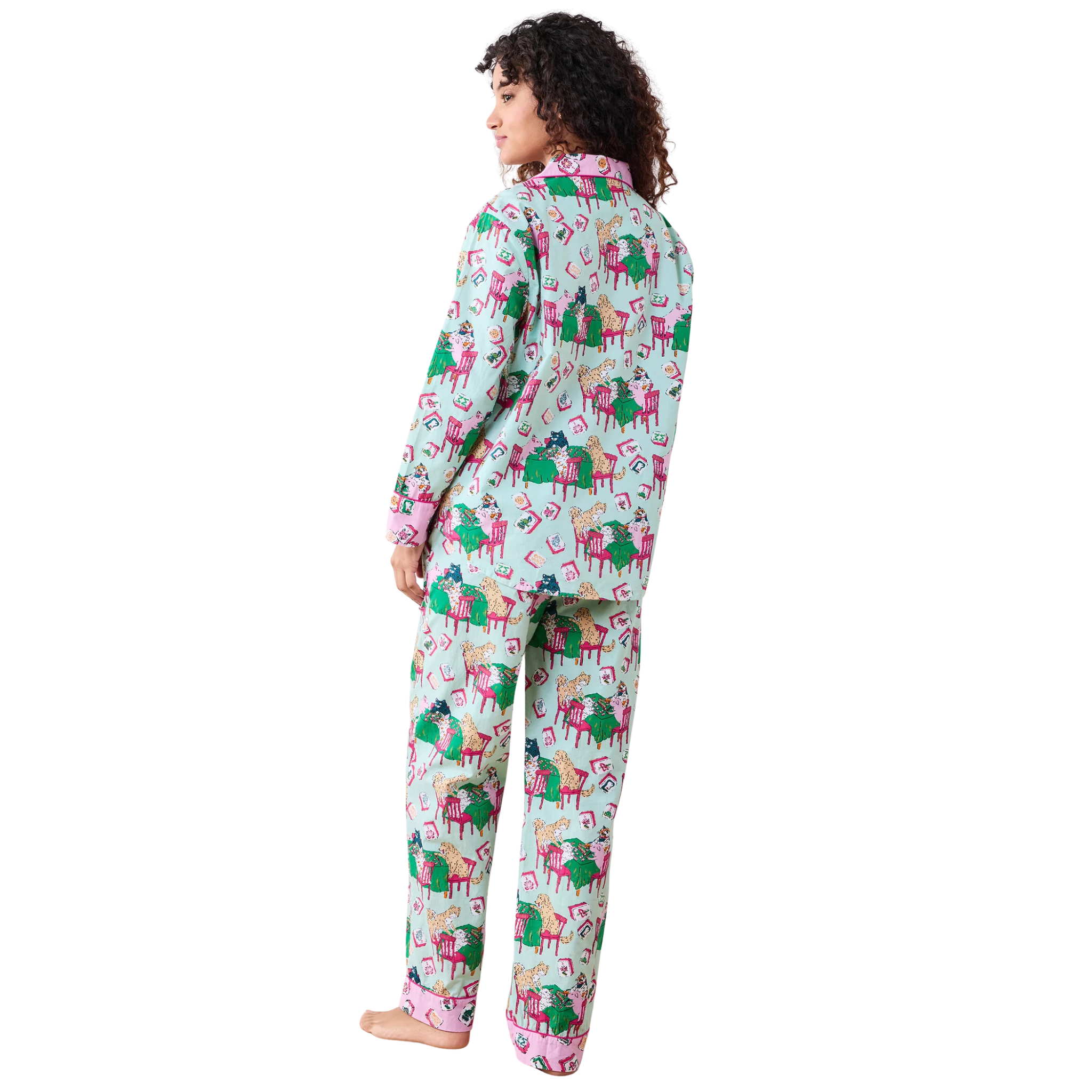 Long PJ Set in Mah Jongg Menagerie-Fairley Fancy