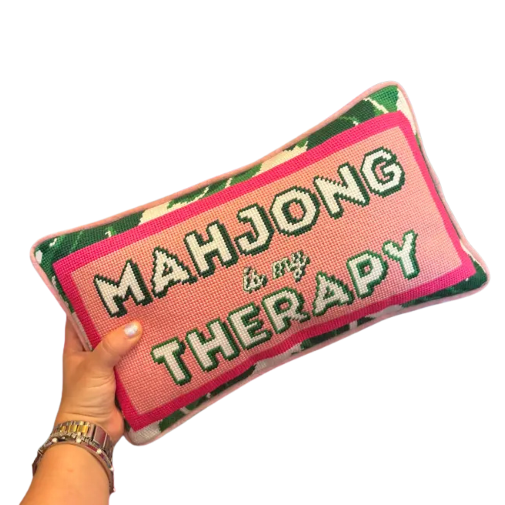 Mahjong is my Therapy Needlepoint Pillow-Fairley Fancy