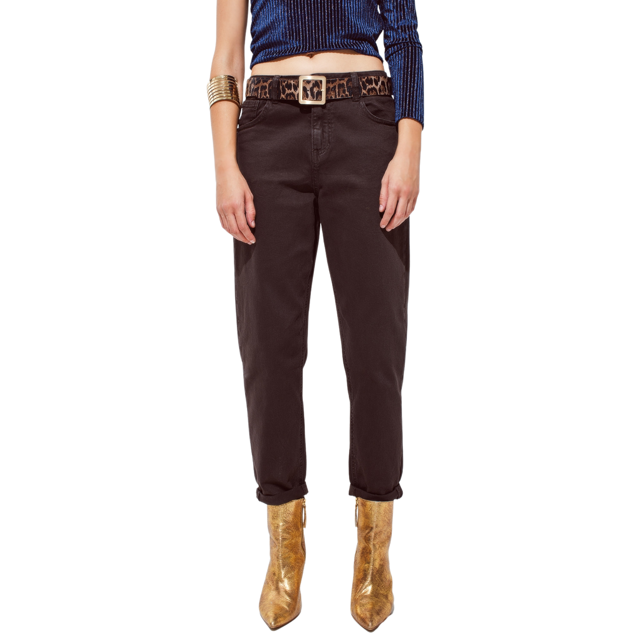 Mid Rise Slouchy Jeans in Chocolate Brown-Fairley Fancy