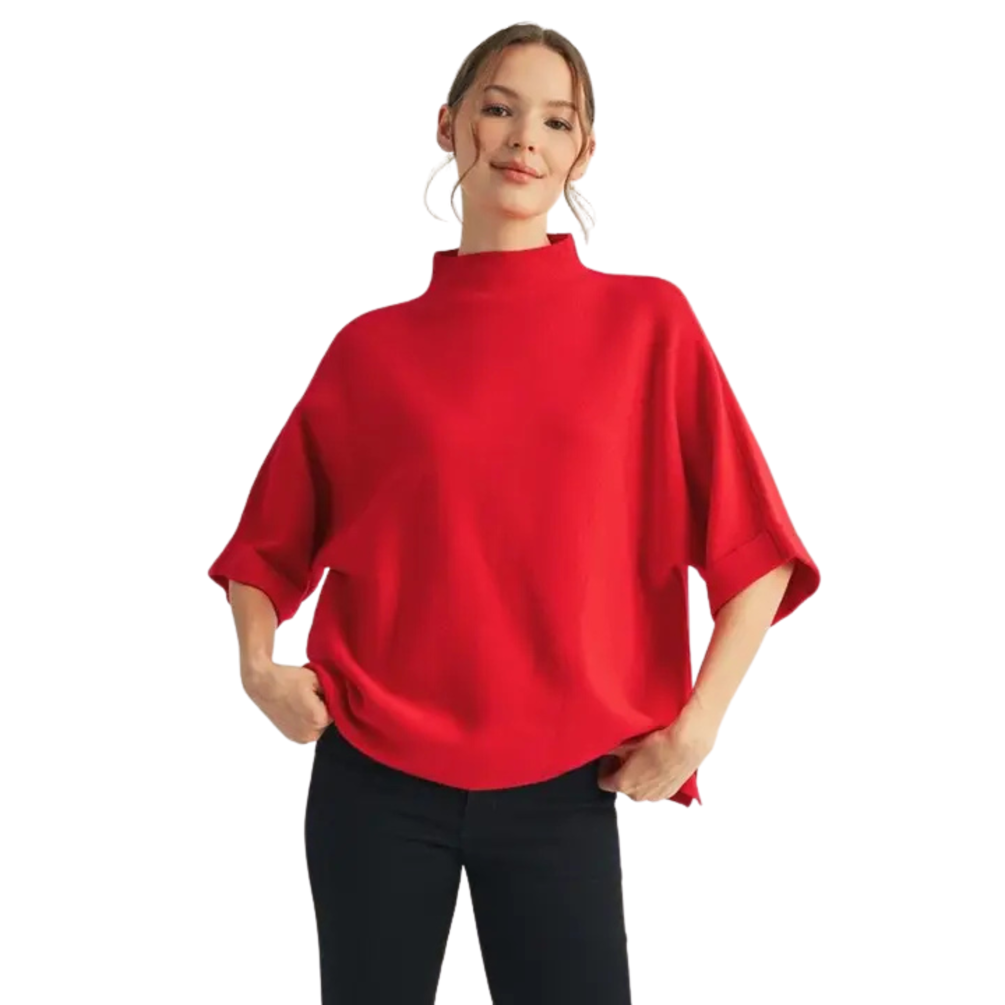 Mock Neck Sweater Top-Fairley Fancy