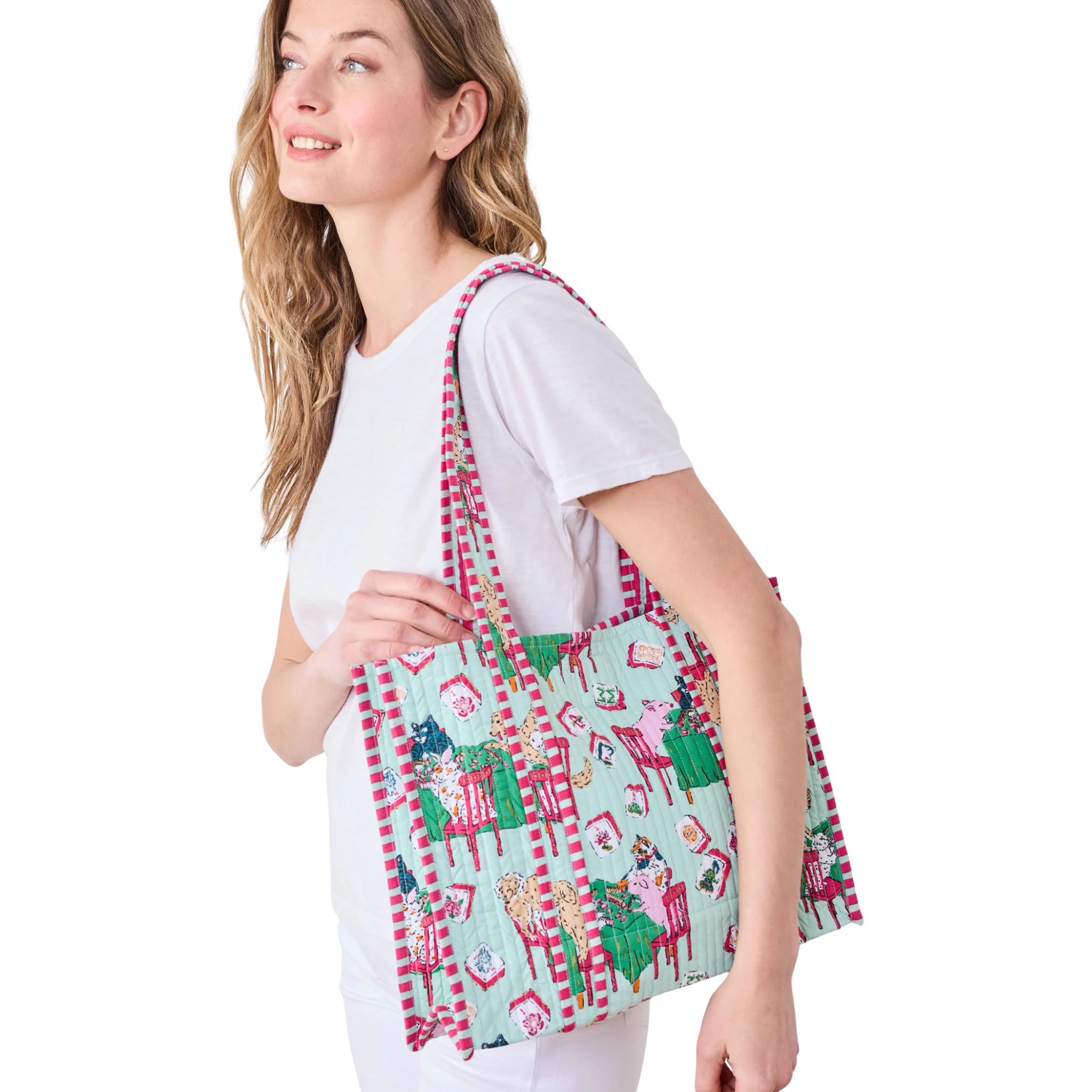 Petite Traveler Tote in Mah Jong Menagerie-Fairley Fancy