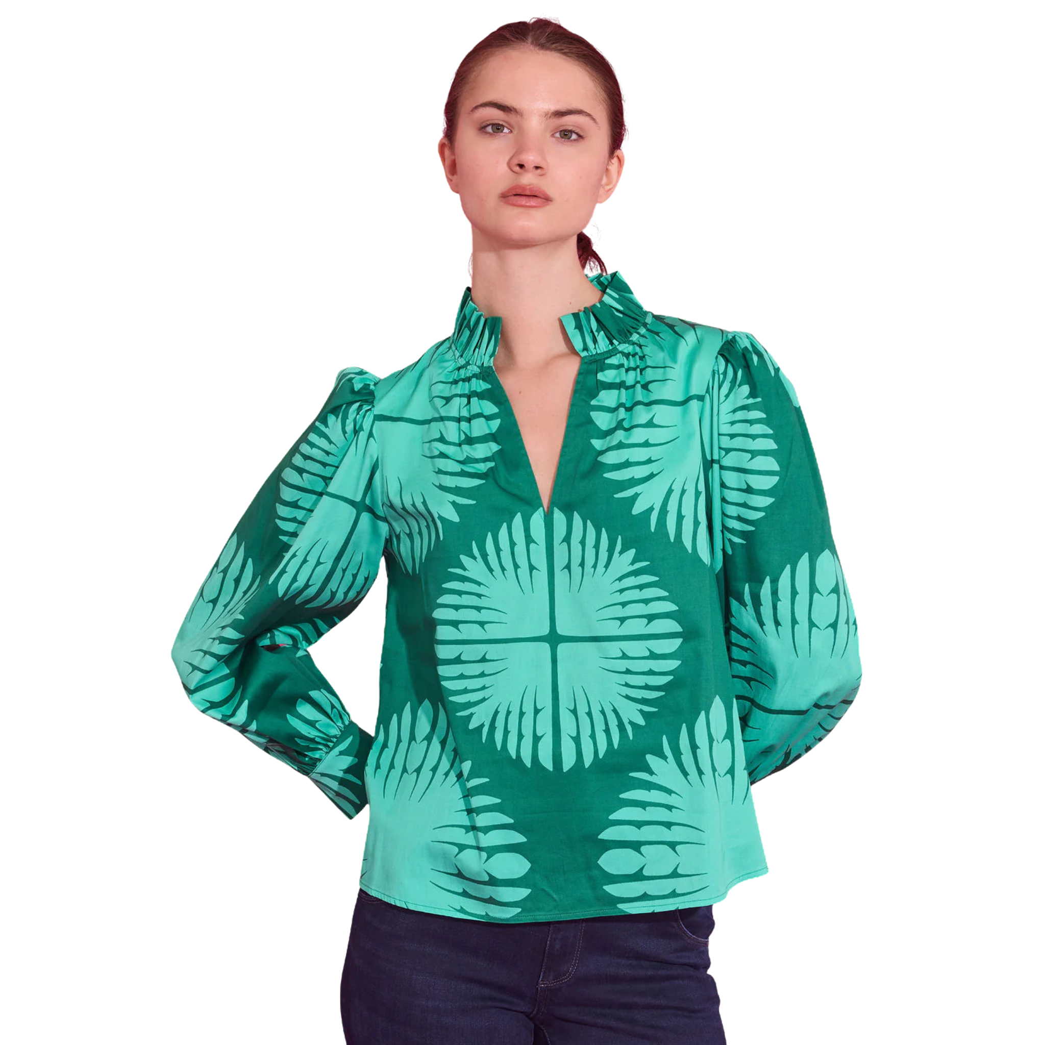 Phoebe Top in Palm Royale-Fairley Fancy