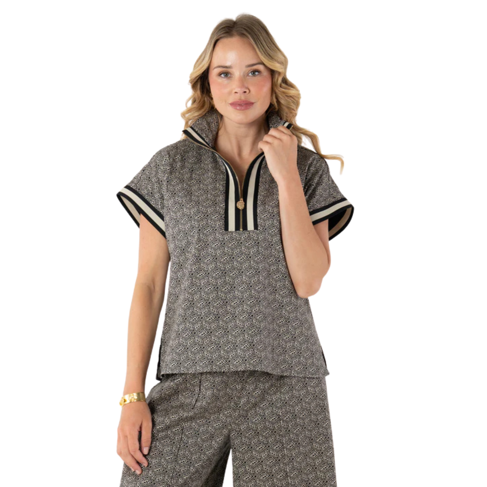 Poppy Pullover in Black Tonal Monogram - Fairley Fancy