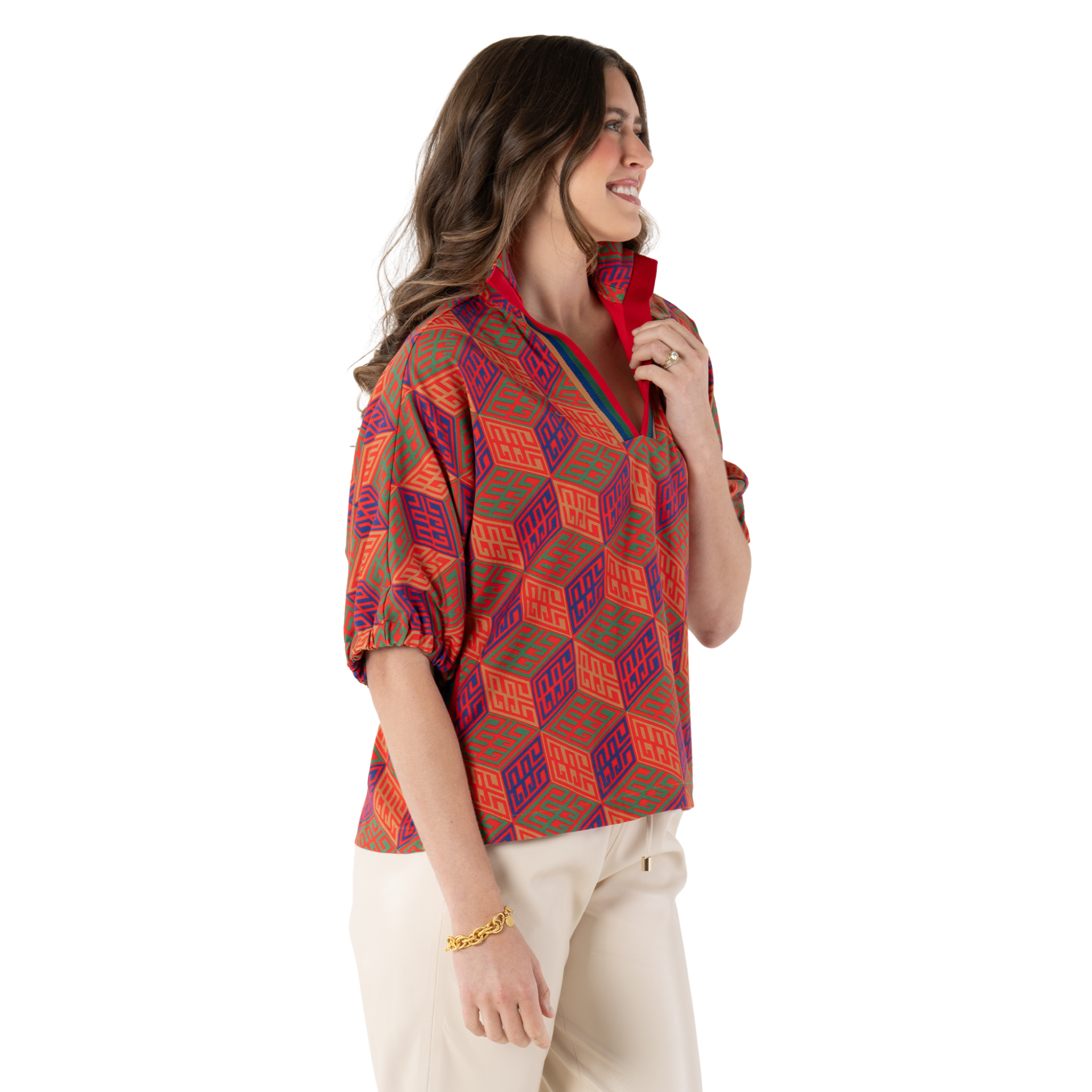 Poppy Top in Vintage Monogram-Fairley Fancy