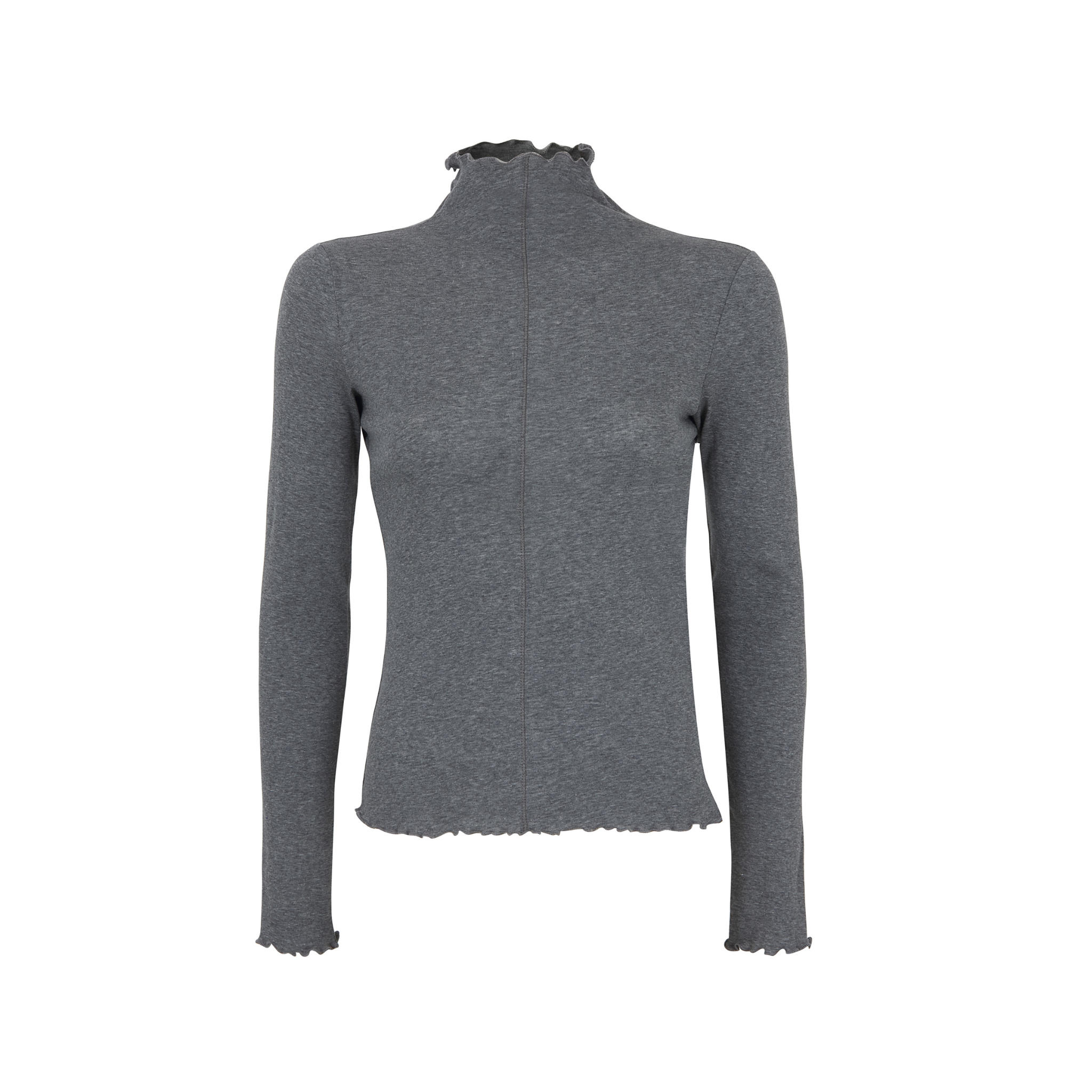 Ruffle Turtle Neck in Gray-Fairley Fancy
