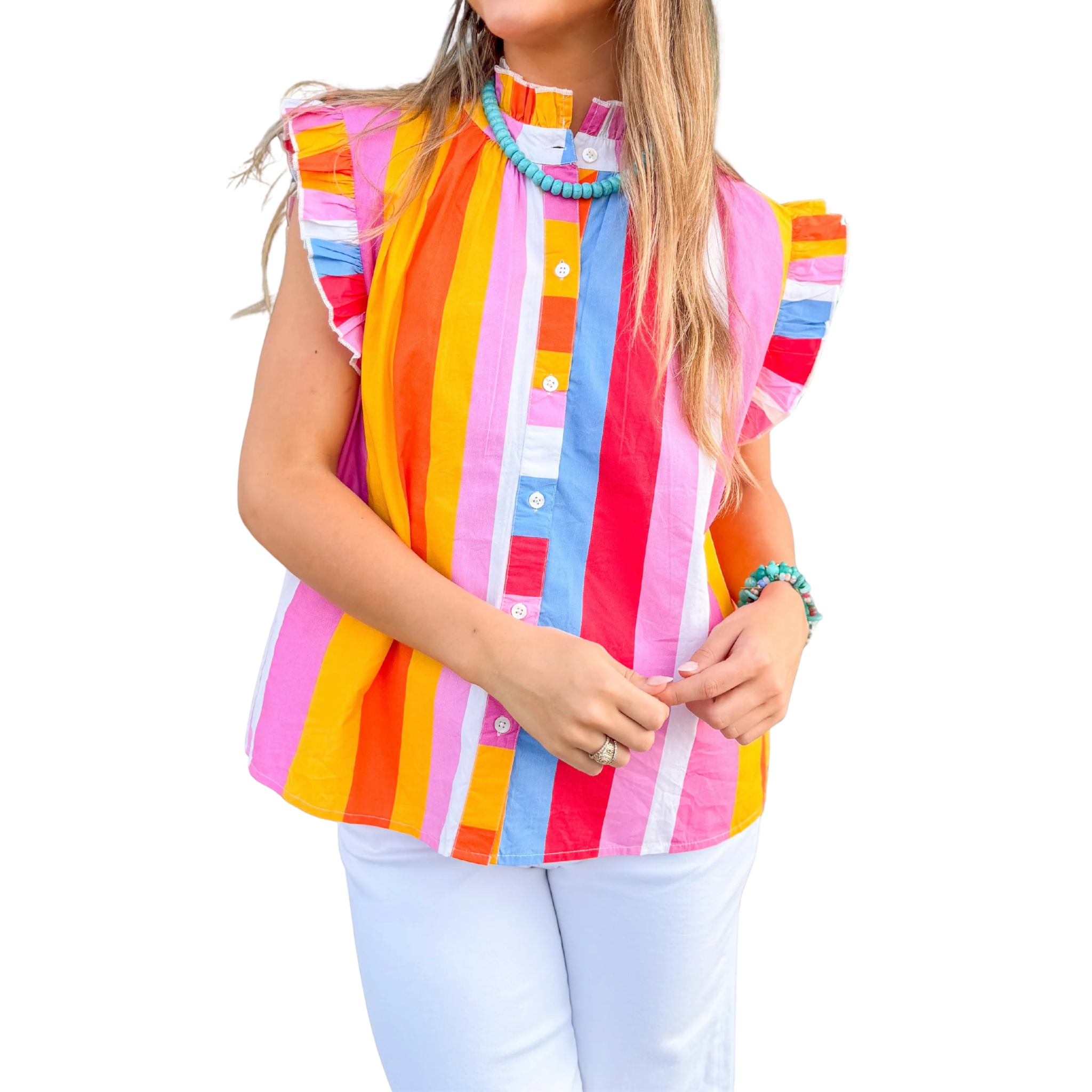 Short Sleeve Colorblock Top-Fairley Fancy